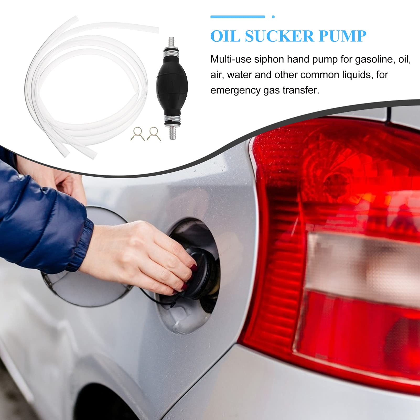 FAVOMOTO Hand Oil Pump - Portable Fuel Transfer Siphon for Cars & DIY