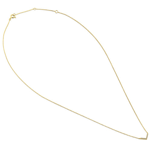 14K Solid Yellow Gold V-Shaped Cubic Zirconia Necklace - Elegant & Durable Jewelry for Women, Perfect for Weddings, Parties & Everyday Wear