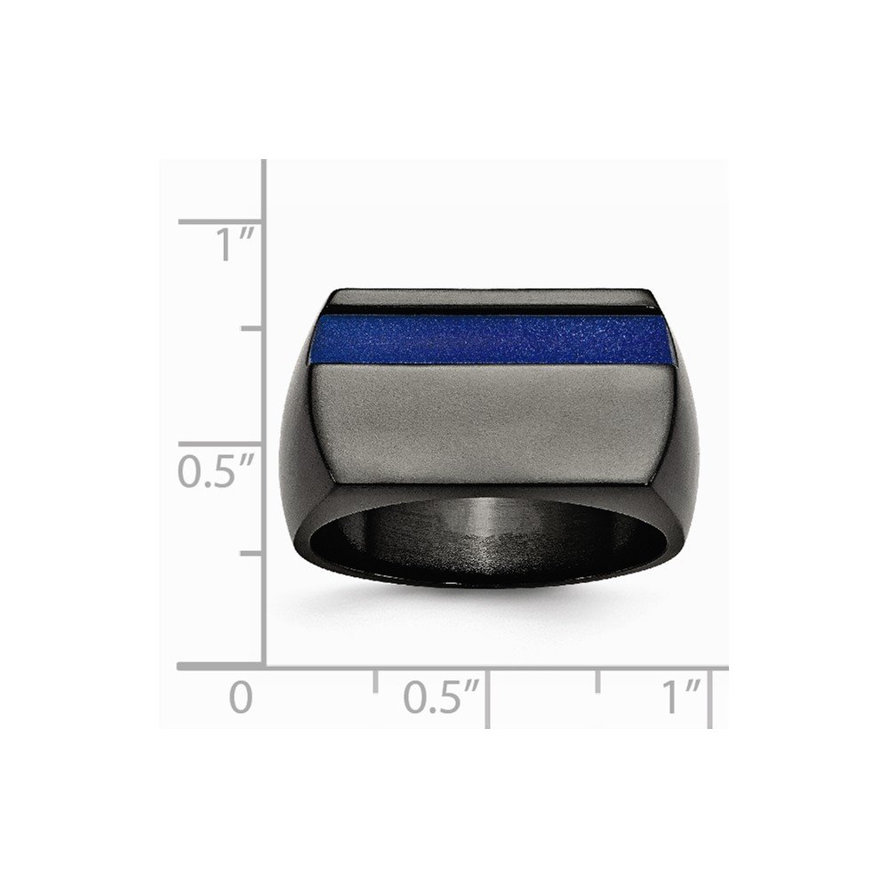 Premium Solid Titanium Men's Ring - Black & Blue Anodized Stripe Design, Size 11 - Durable Wedding Band, Anniversary Gift, or Everyday Fashion Jewelry for Men