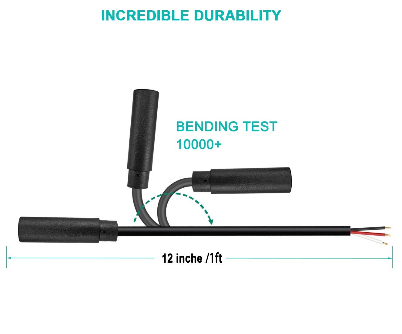 3 Pack 3.5mm Female Jack to Bare Wire Open End TRS Stereo 1/8