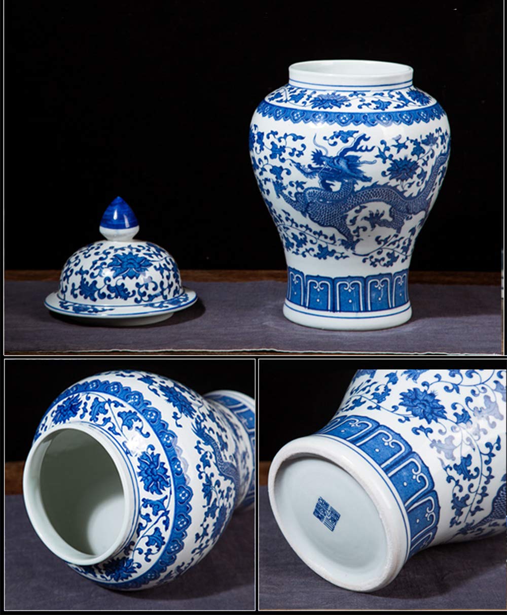 Jingdezhen Classic Blue and White Porcelain Dragon Ginger Jar Vase - 15
