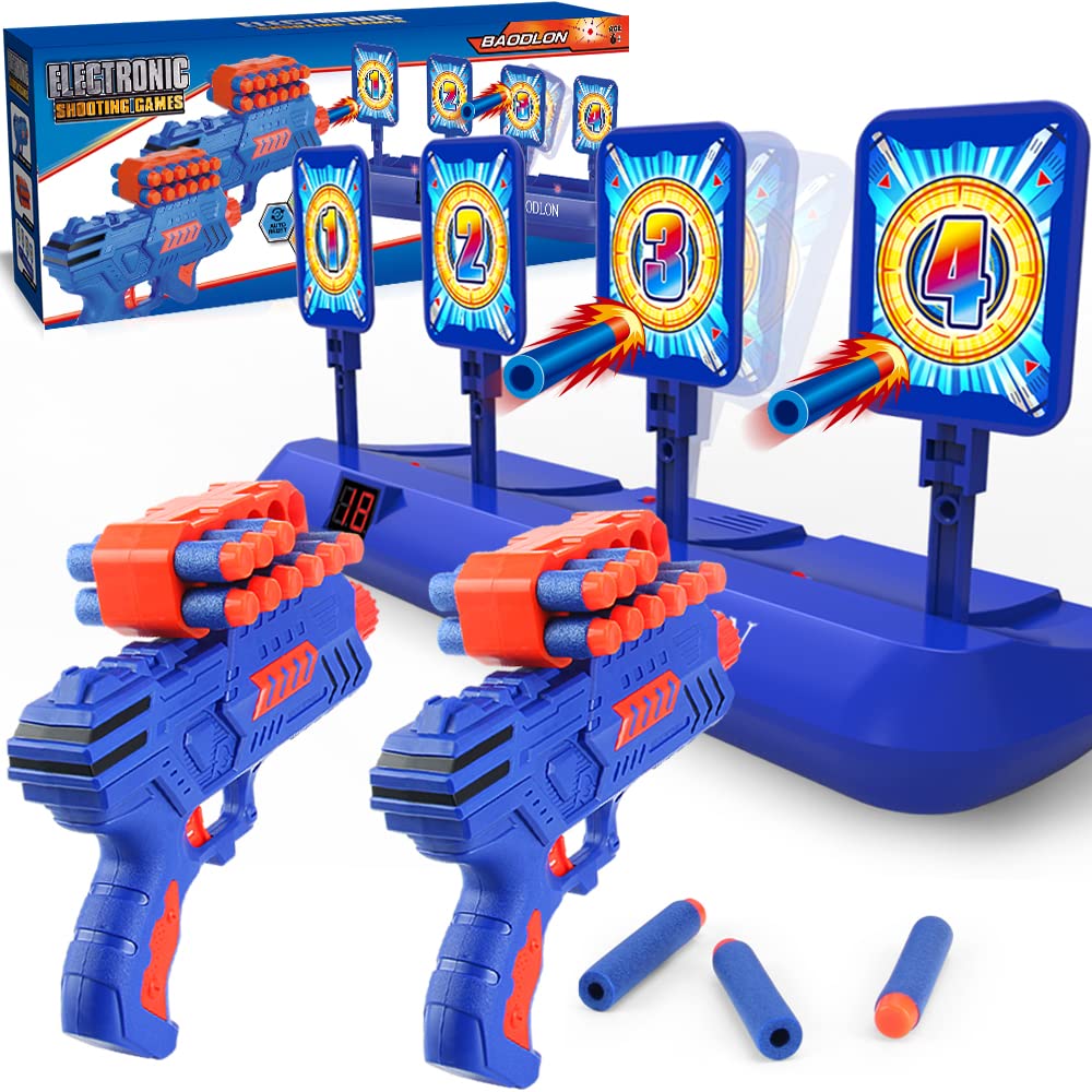 BAODLON Electronic Shooting Target Game Set with Auto-Scoring & Reset - Foam Dart Toy Gun Included - Fun Shooting Game for Kids Ages 5-10 - Perfect Gift for Boys - Compatible with 2 Toy Guns - Great for Indoor/Outdoor Play, Birthday Parties & Family Game Nights