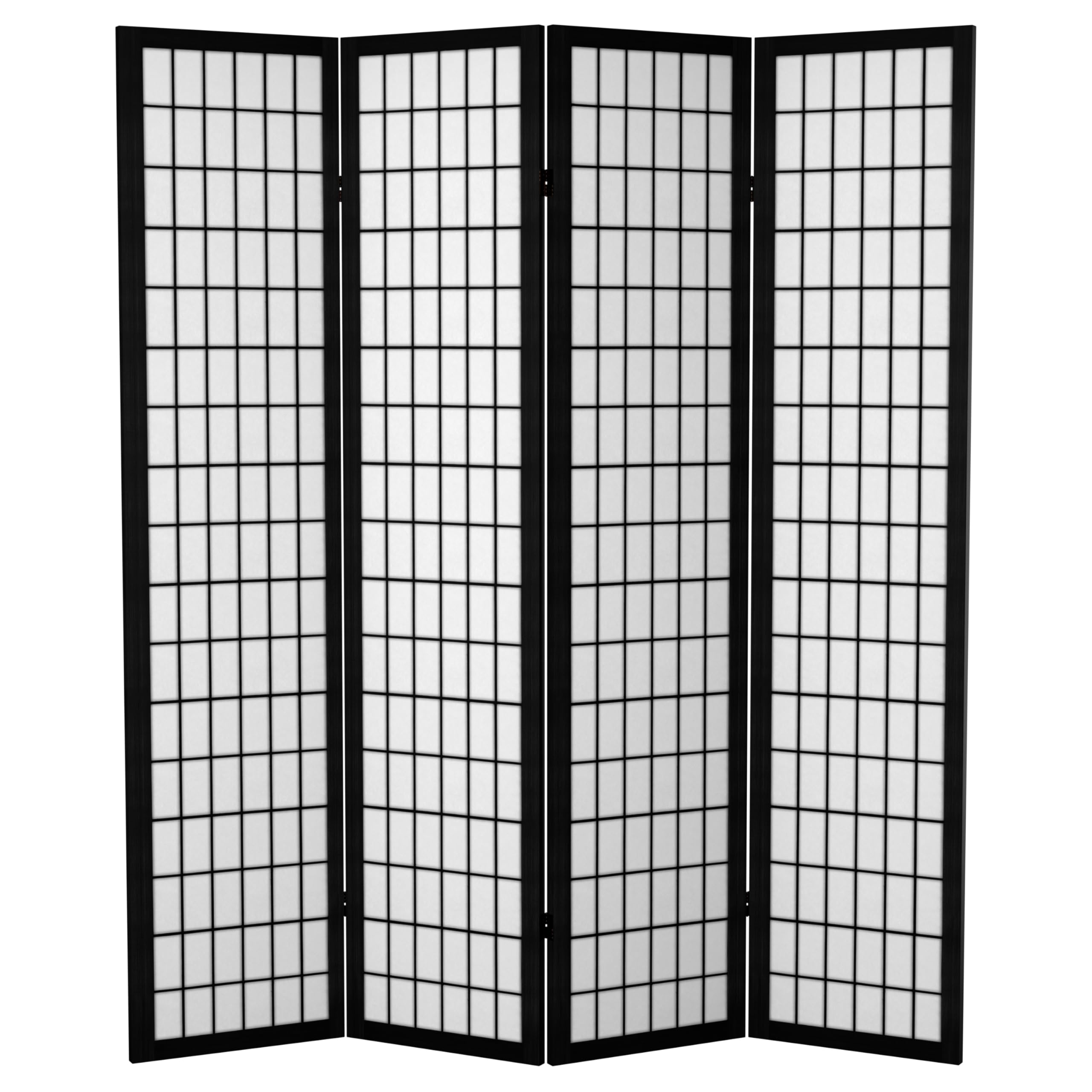 6 ft Tall Red Lantern Canvas Window Pane Black Room Divider - 4 Panel Folding Privacy Screen for Living Room, Bedroom, Office & Event Decor