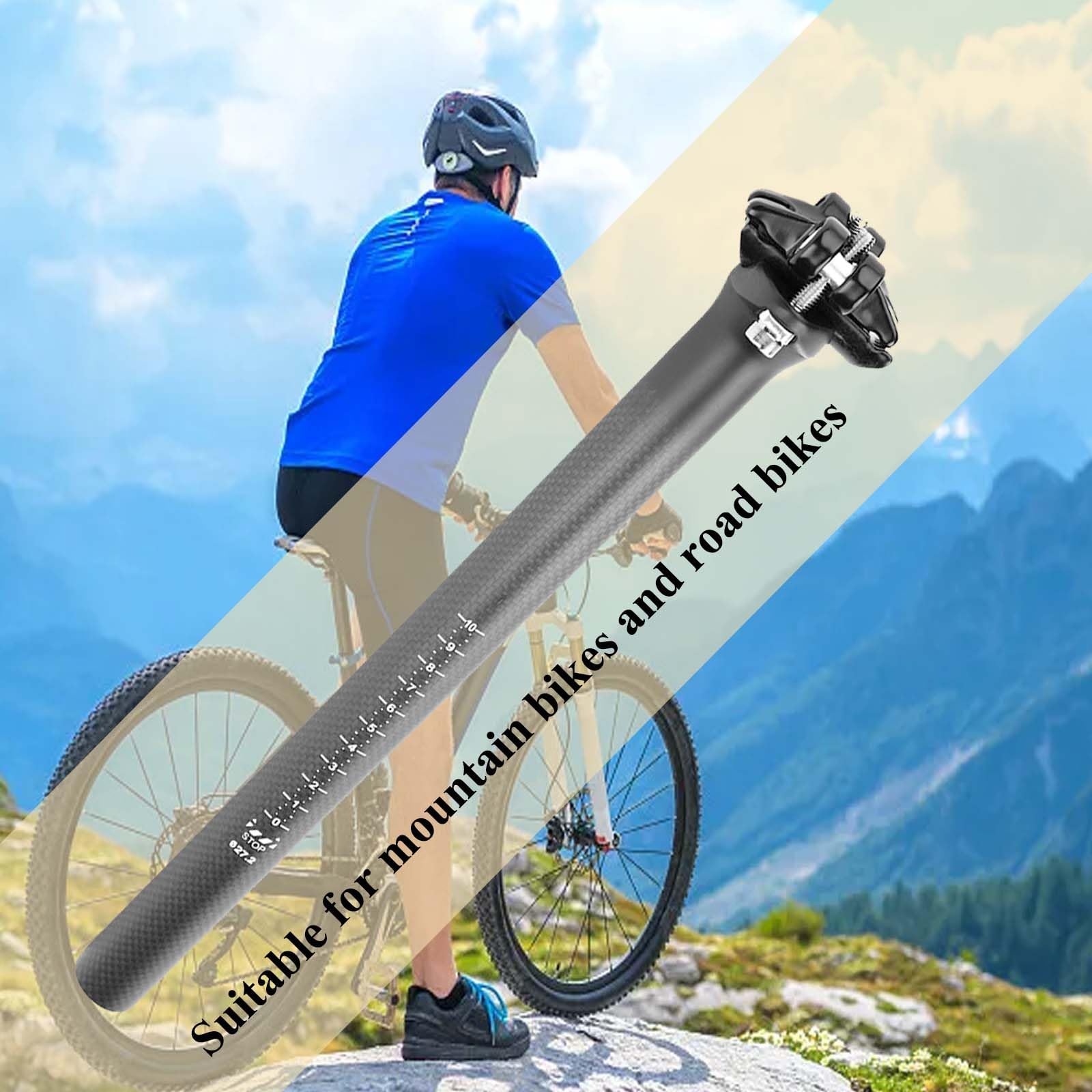 Lightweight Carbon Fiber Bike Seatpost - Shockproof Saddle Post for Road & Mountain Bikes | Perfect for Cycling, Commuting & Outdoor Adventures