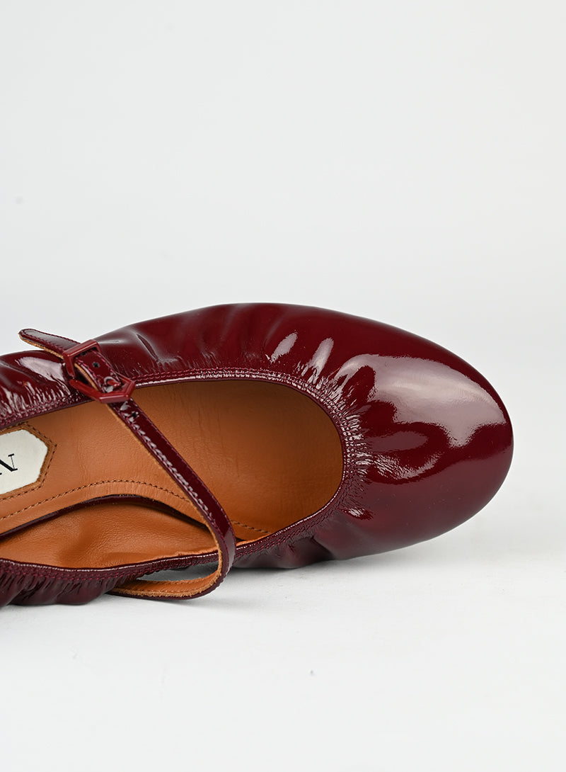 Lanvin Bordeaux Mary Jane Shoes Size 37 - Elegant Women's Flats for Work, Party & Special Occasions
