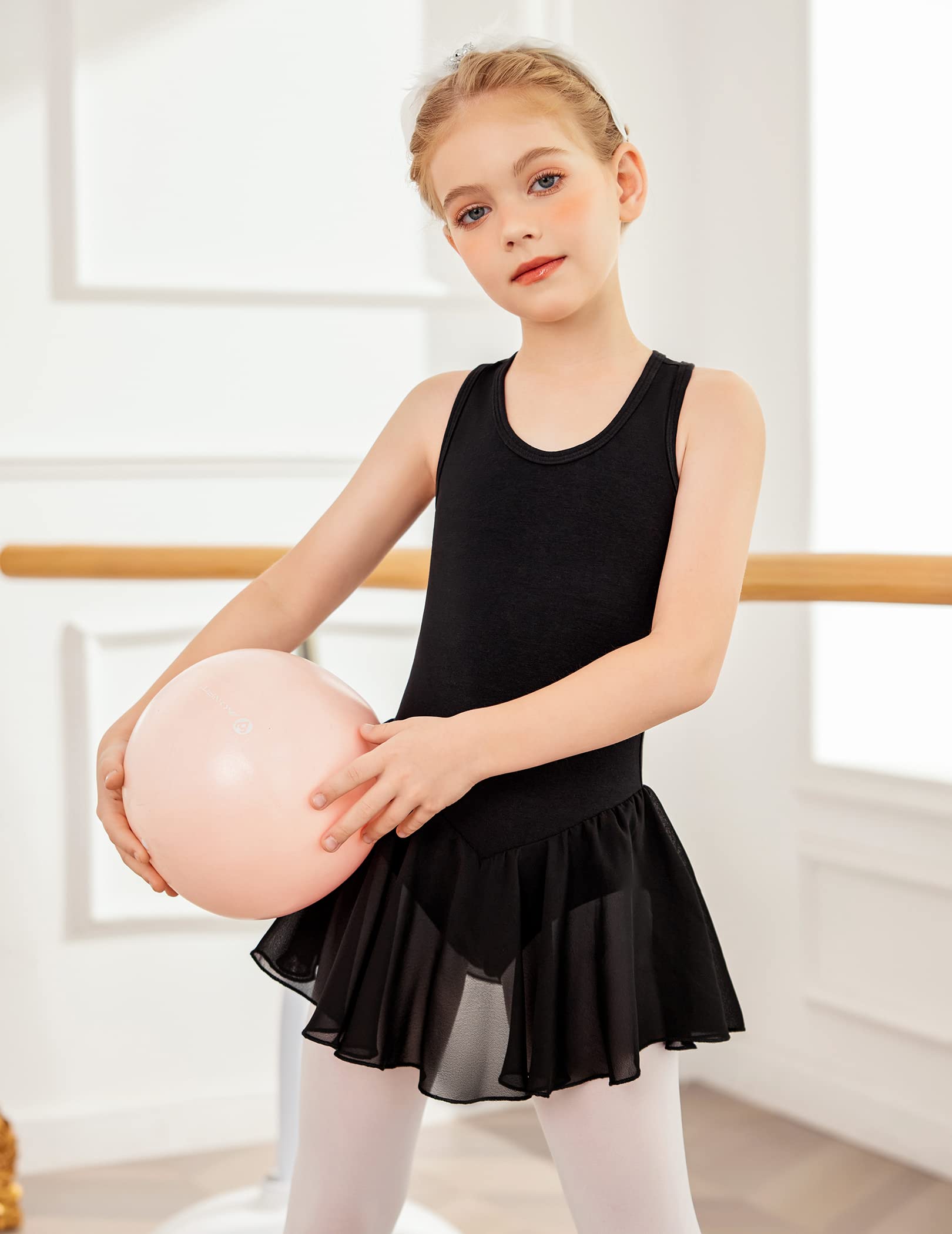 Arshiner Girls Ballet Leotard with Skirt - Sleeveless Dance Dress for Kids | Hollow Back Design | Perfect for Ballet Class, Recitals & Dance Performances