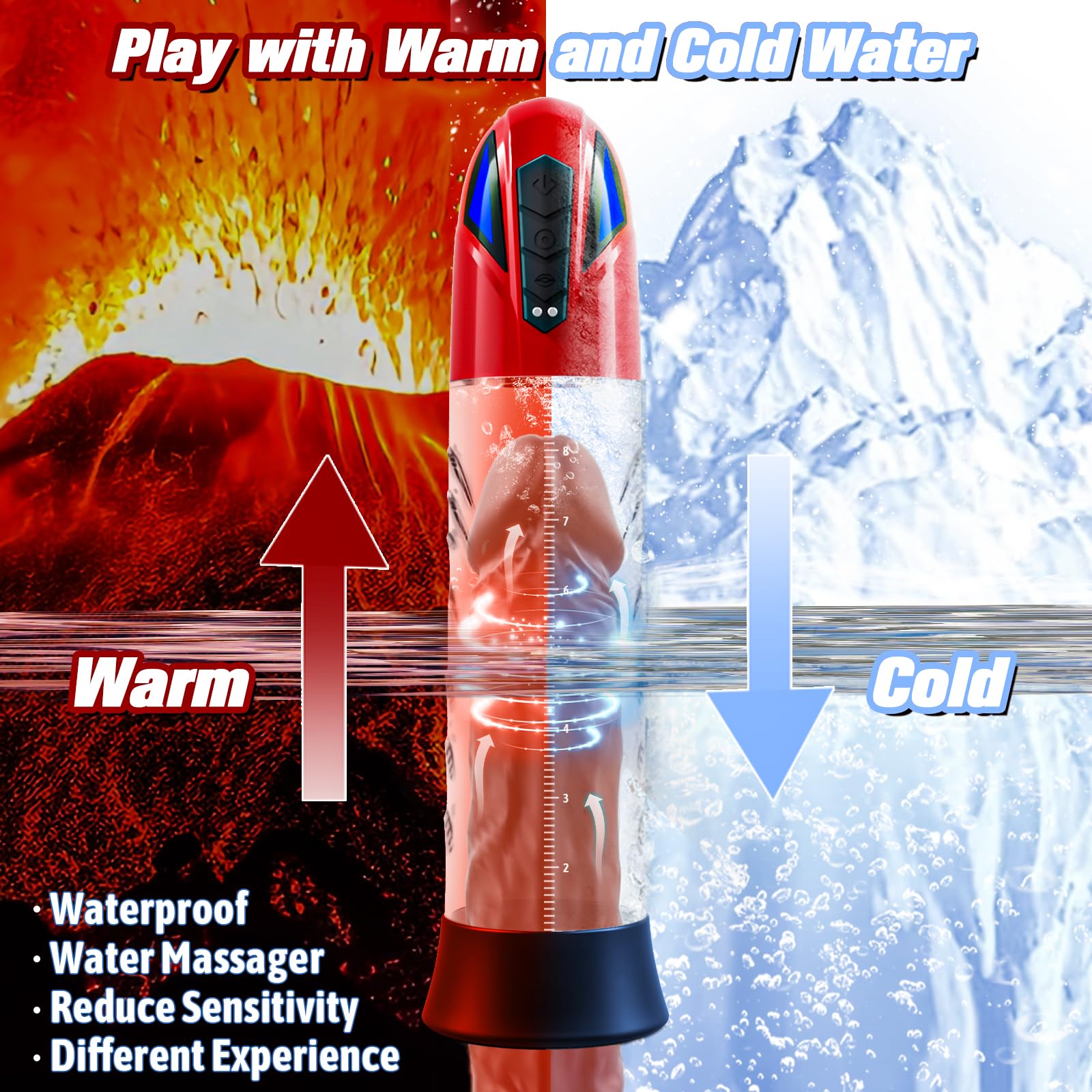 Electric Penis Pump for Men - Automatic Male Masturbator with 10 Training Modes & 6 Cock Rings - Penis Extender Enhancer for Erection Improvement and Sexual Pleasure - Perfect for Solo Play and Couples Intimacy