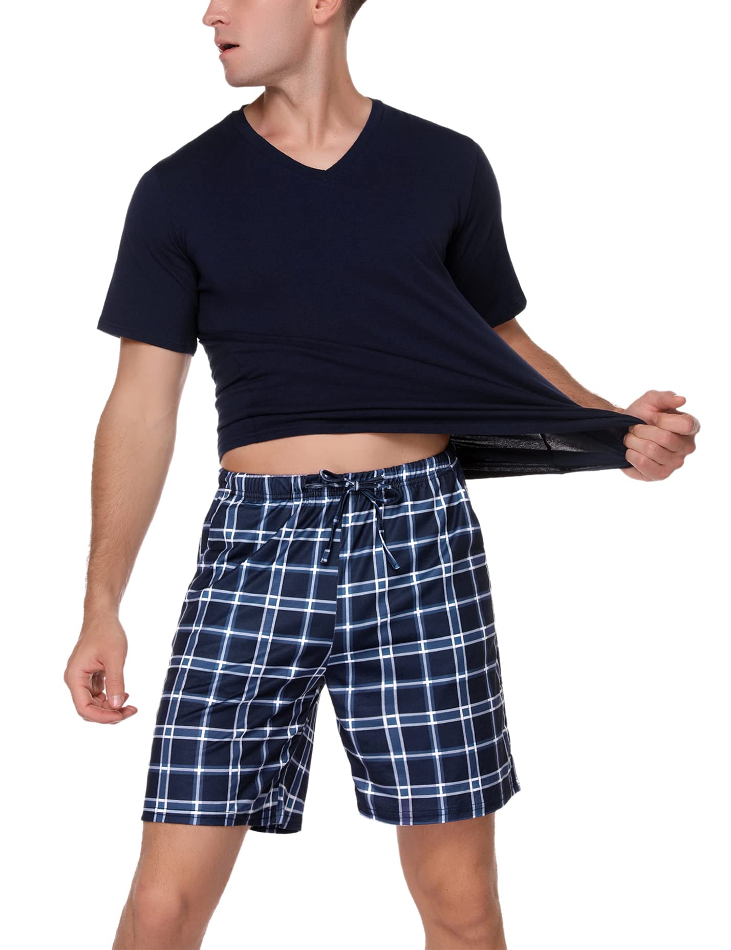 Men's Cotton Pajama Set - Soft V-Neck Sleepwear with Pockets for Lounge & Relaxation | Perfect for Home, Travel, and Gift Giving
