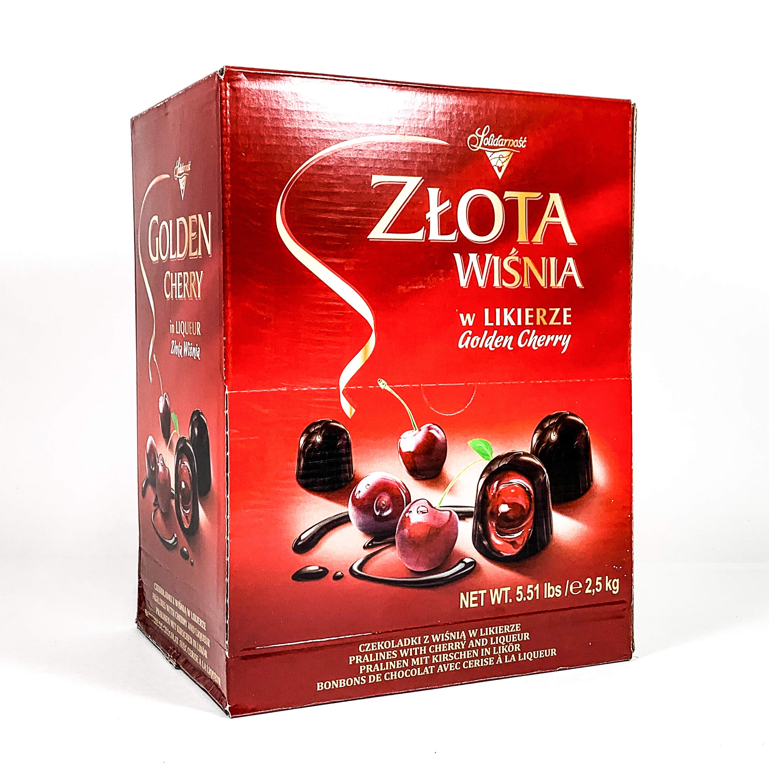 Golden Cherry Polish Chocolate Pralines Candies - Zlota Wisnia by Solidarnost 5.51 lb (2.5 kg) Premium Gourmet Gift Box - Perfect for Holidays, Birthdays & Corporate Gifts