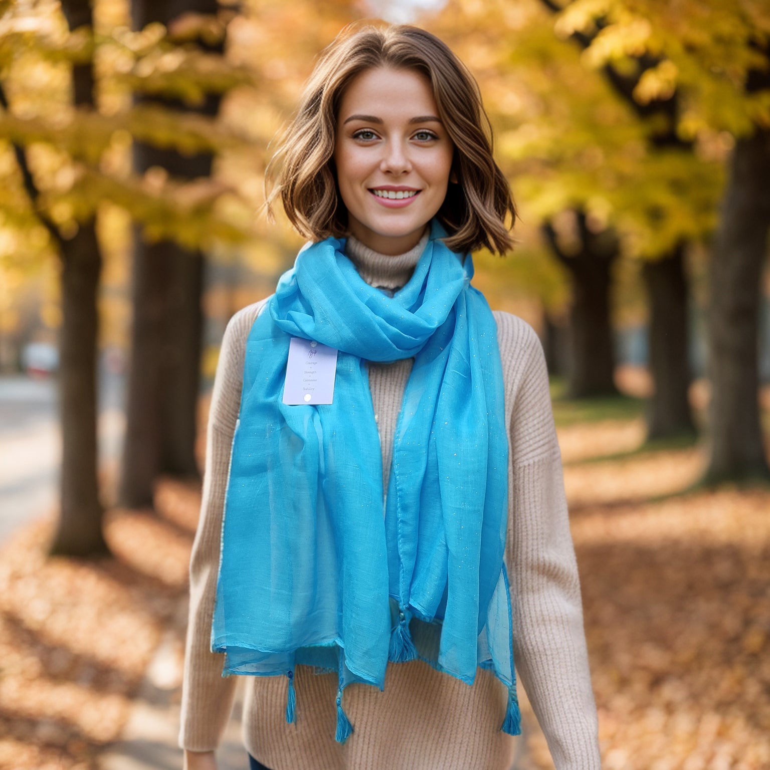 Wellness Sparkle Scarf - Blue Agate Healing Crystal Scarf (70x180cm) | Meditation, Yoga & Energy Healing Accessory