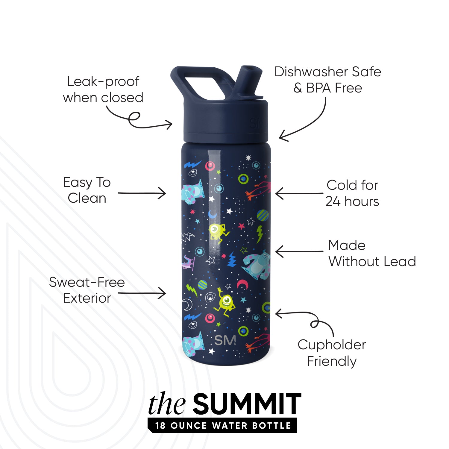 Summit Kids Water Bottle with Straw Lid - BPA Free, Leak Proof, Insulated Stainless Steel Bottle for School, Sports & Outdoor Activities