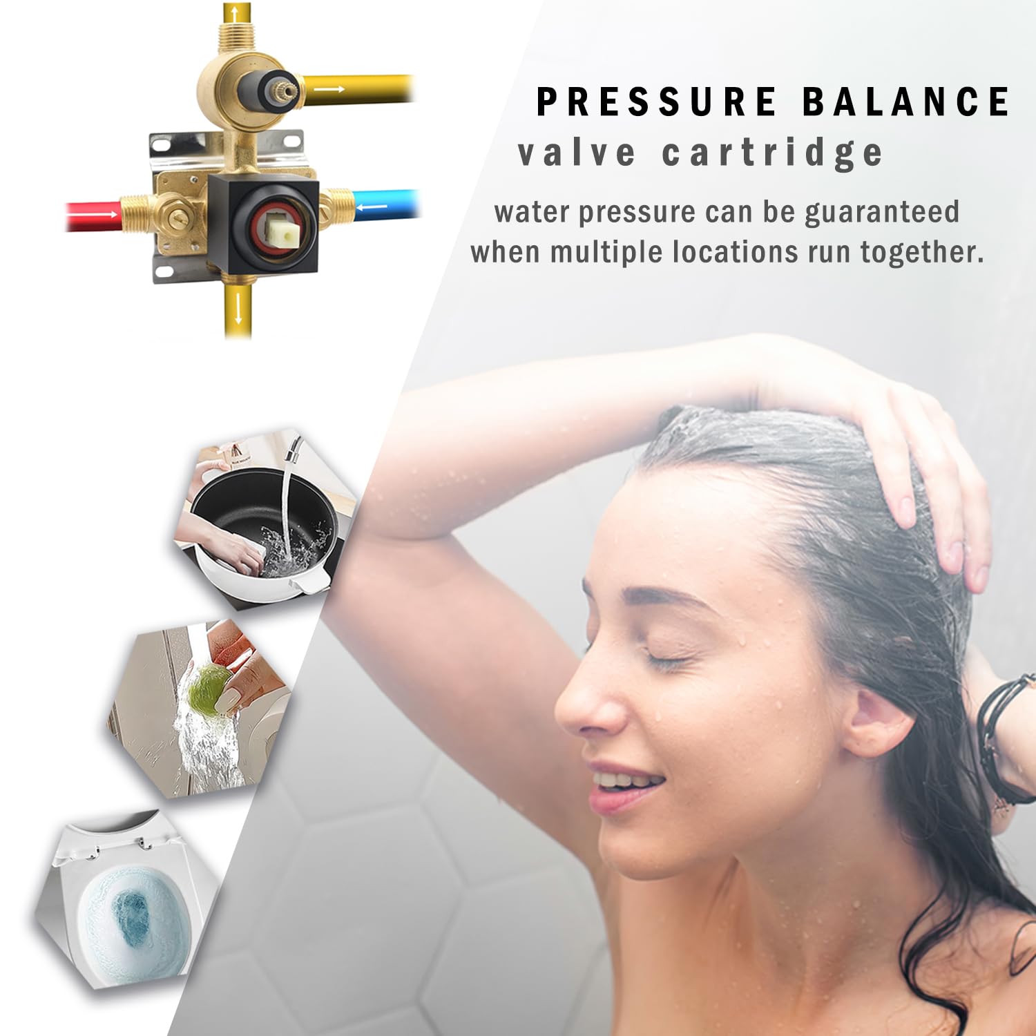 Matte Black Concealed 3-Way Shower Diverter Valve - Brass Flow Control Mixer with Rough-In Kit | Perfect for Modern Bathroom Renovations & Spa-Like Shower Experiences