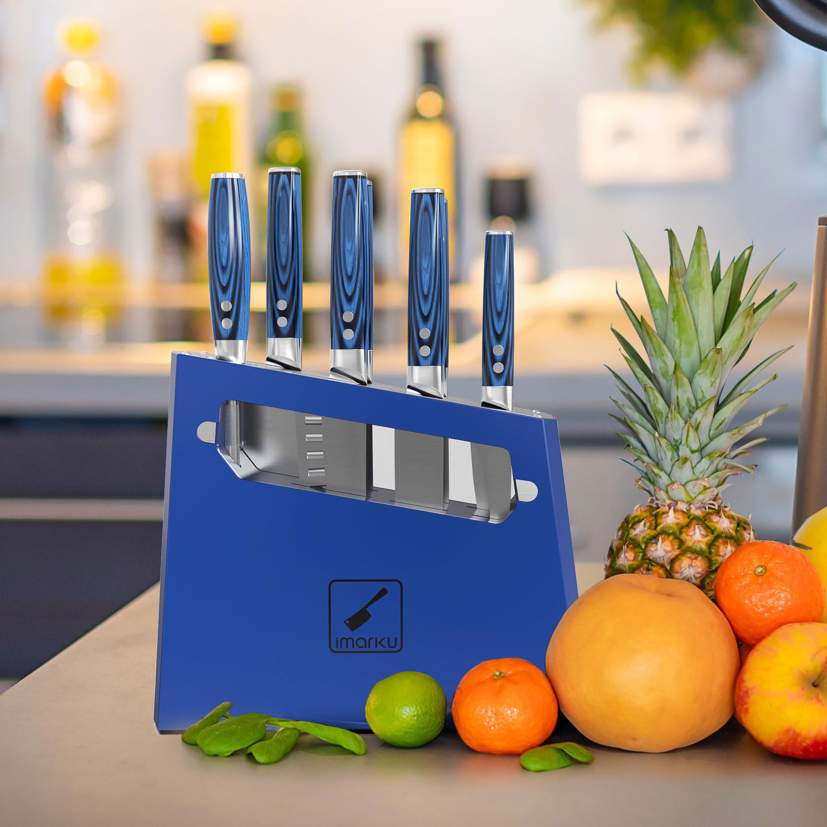 **Imarku 9-Piece Premium Chef Knife Set with Block - Professional Kitchen Knives, Knife Sharpener, Ergonomic Handle, Food-Grade Stainless Steel - Perfect for Home Cooking, Gifts for Chefs, Christmas Gifts for Men & Women**