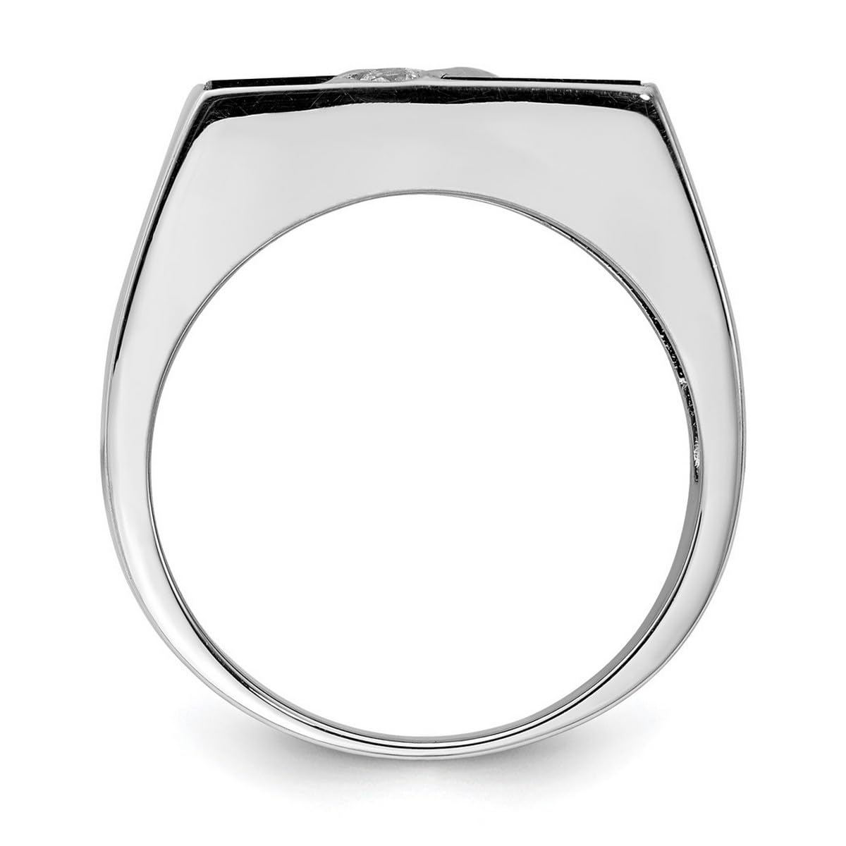 925 Sterling Silver Men's Cubic Zirconia & Simulated Onyx Ring - Polished Elegant Wedding Band, Anniversary Gift for Him, Perfect for Formal Events & Date Nights