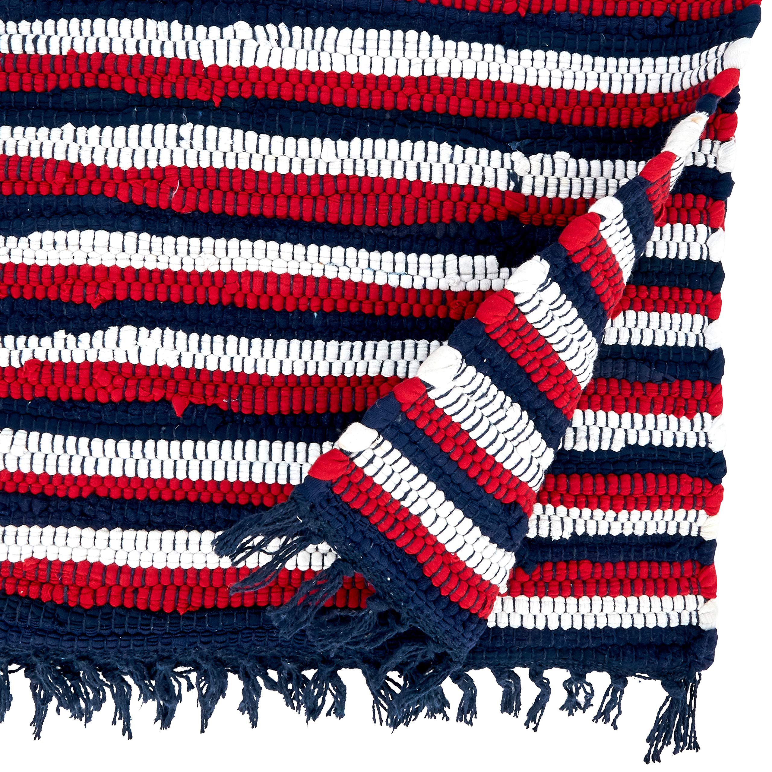 Red White and Blue Striped Patriotic Chindi Table Runner - Perfect for 4th of July, Memorial Day, and Summer Picnics