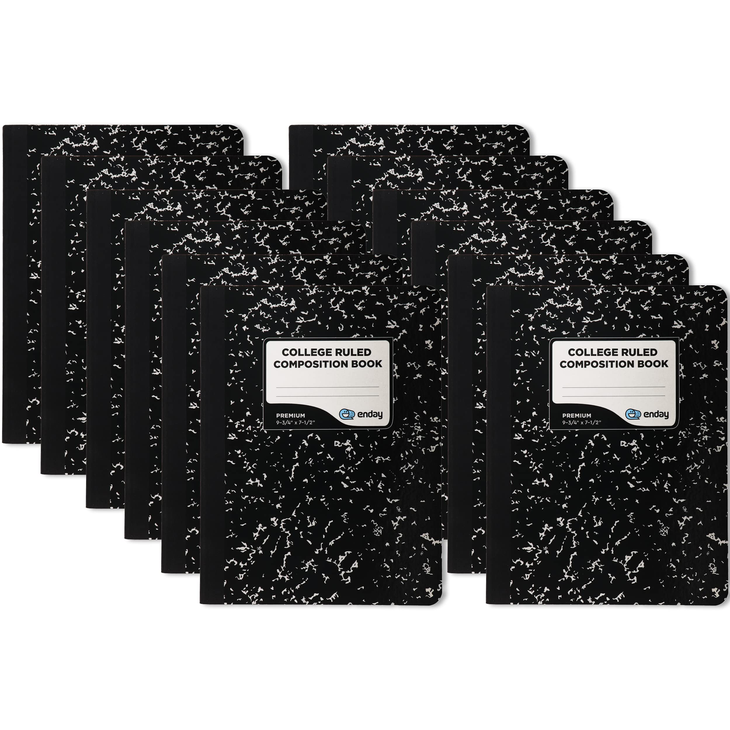 Enday 96-Pack Black Marble Composition Notebooks - College Ruled, 100 Sheets, Premium Hard Cover Lined Writing Journals for School, Office & College Students - Bulk Pack for Classroom Supplies & Back to School Essentials