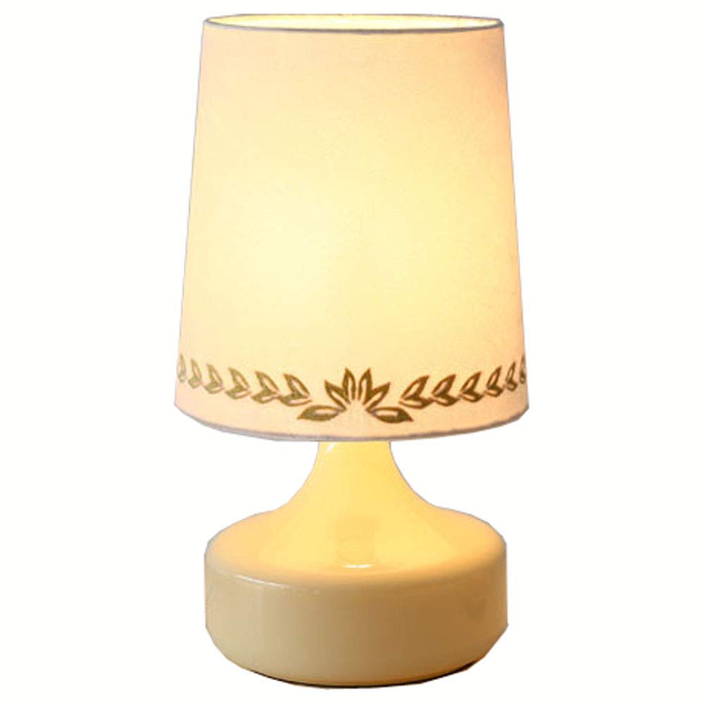 Modern Minimalist Glass Bedside Table Lamp with Fabric Shade - Creative Study Desk Light & Dining Room Rattan Ball Accent Lighting (Beige Base + White Lampshade) - Perfect for Bedroom, Office, Living Room Decor
