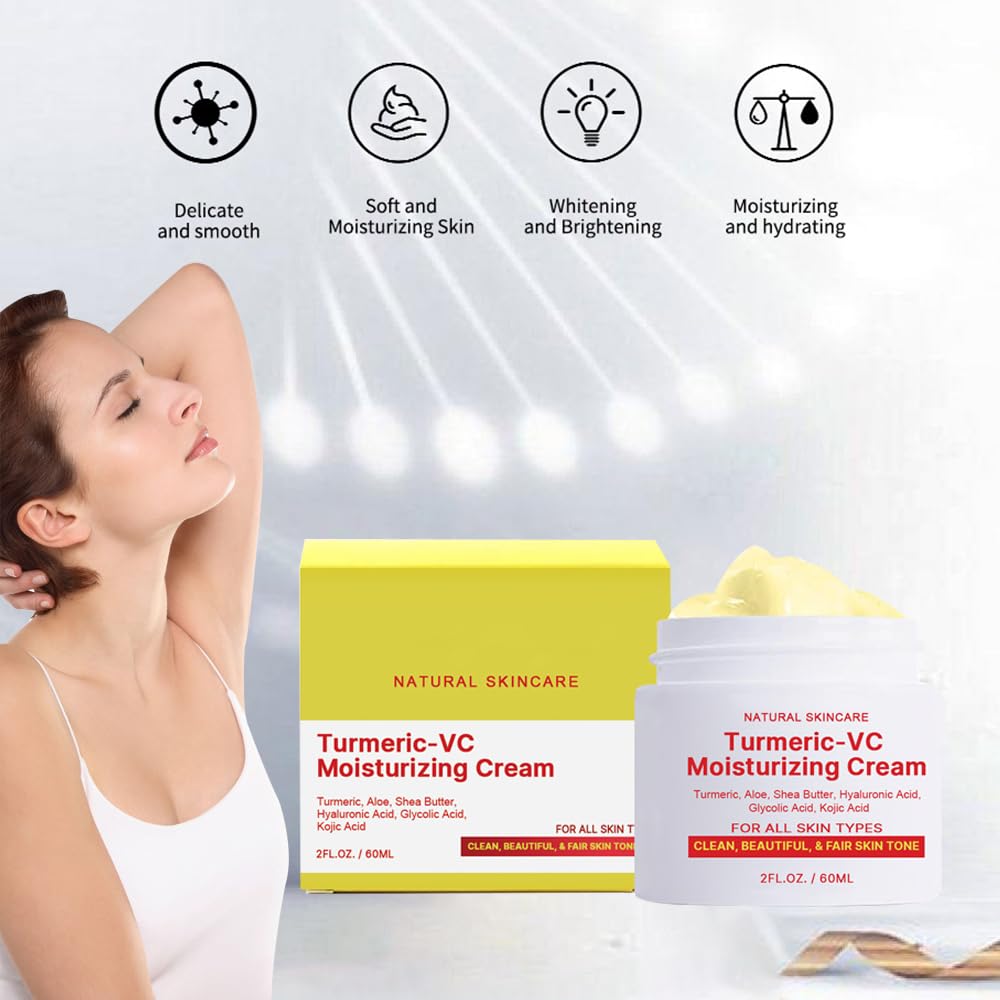 Turmeric & Vitamin C Whitening Cream for Face & Intimate Areas - Skin Brightening & Lightening Treatment for Even Tone - Perfect for Daily Skincare & Sensitive Areas Care