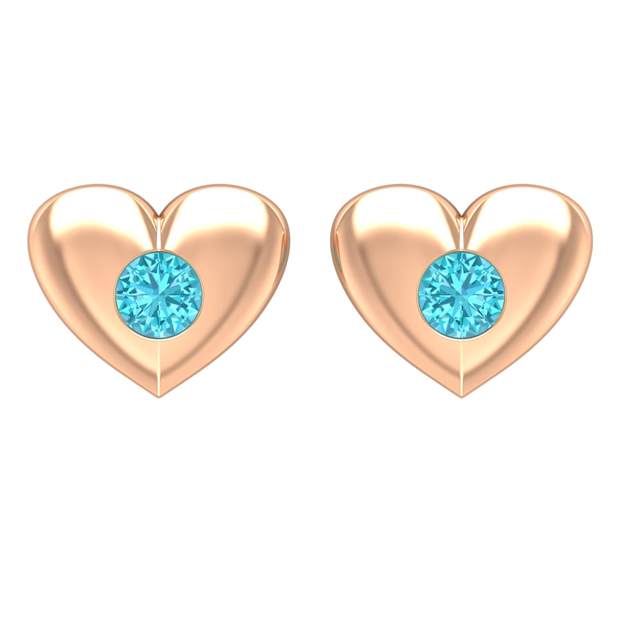 Blue Topaz Solitaire Earrings for Women | 14K Solid Gold Swiss Blue Topaz Gypsy Set Earrings | December Birthstone Jewelry | Perfect Gift for Anniversary, Birthday & Special Occasions