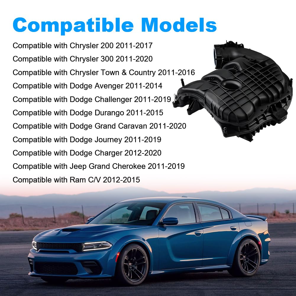 High-Performance Intake Manifold Replacement for 2011-2020 Jeep Grand Cherokee, Chrysler 200/300/Town & Country, Dodge Journey/Challenger/Avenger/Charger/Durango - Compatible with OEM 05184693AE & 68621090AA - Perfect for Engine Upgrades & Performance Tuning