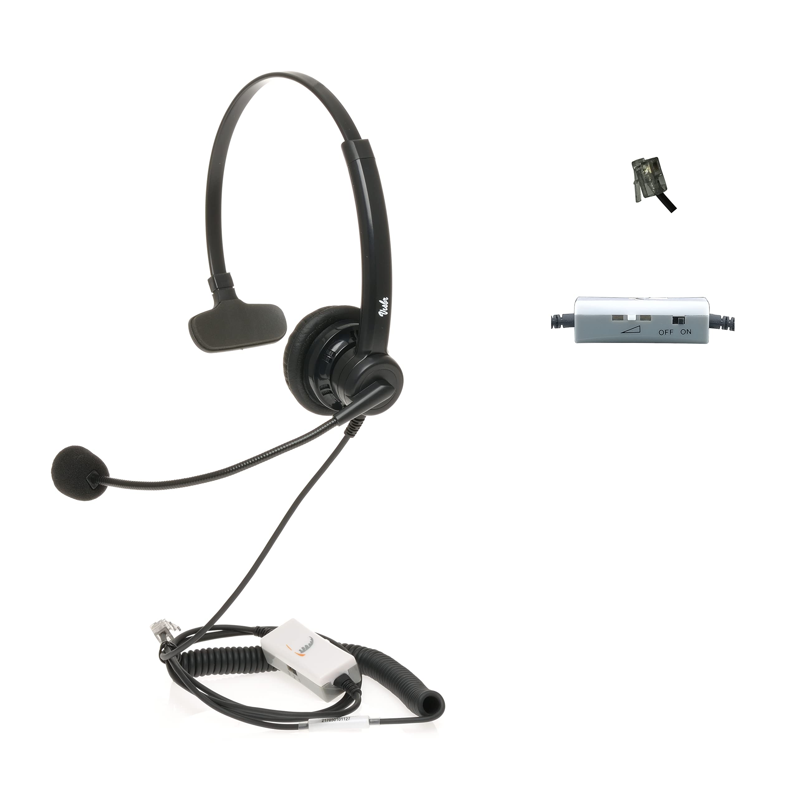 Professional Noise Canceling Headset with Rotatable Microphone Boom - Office Headphones for Call Centers, Compatible with RJ9 Jack Phones - Perfect for Customer Service, Telemarketing & Remote Work