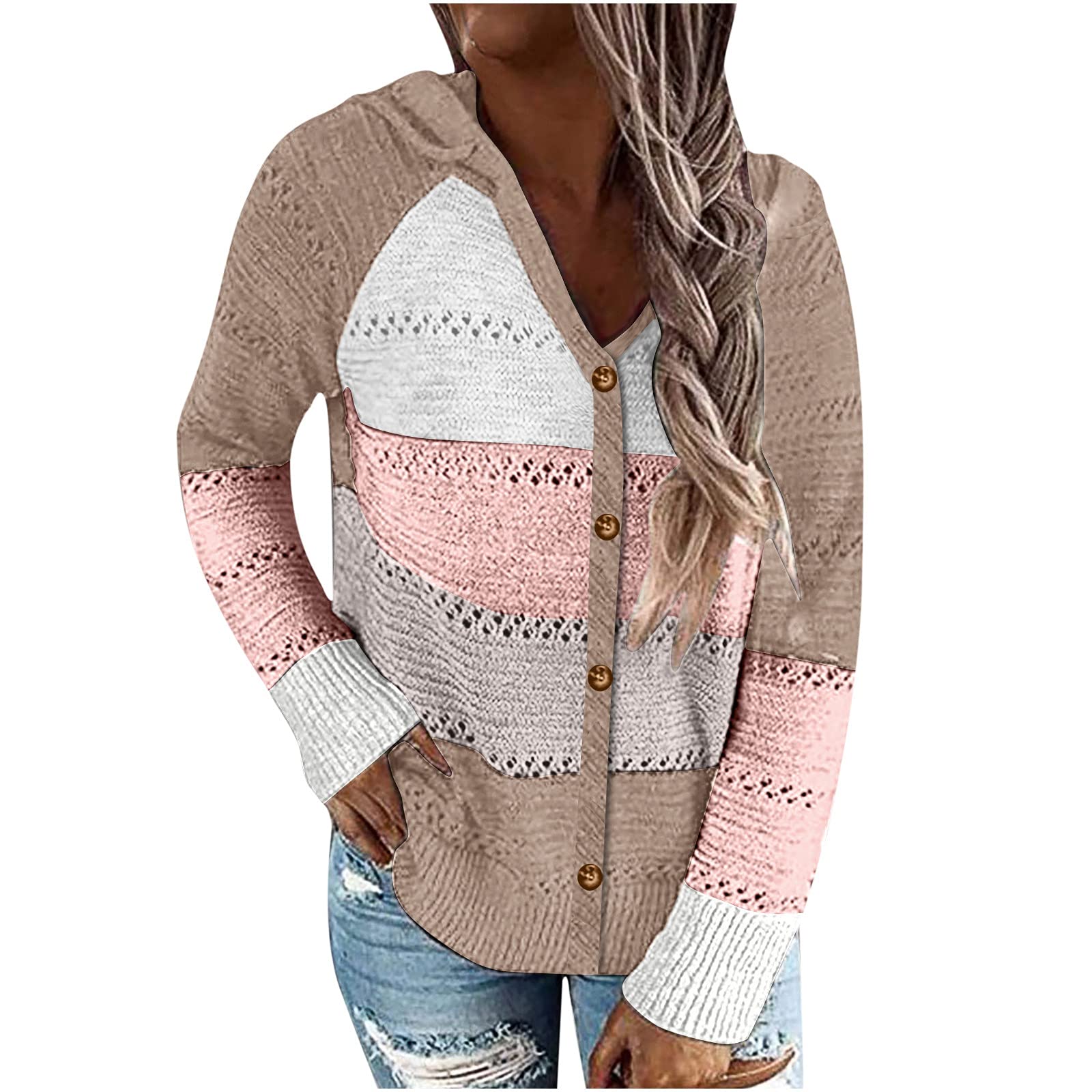 Women's Oversized Long Sleeve Pullover Sweater - Casual Hooded Striped Button-Up Winter Sweatshirt | Cozy Loungewear & Winter Layering Essential