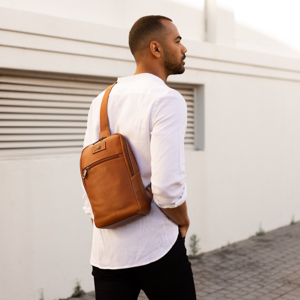 Jekyll & Hide Montana Single Strap Backpack for Men - Durable Leather Sling Bag with Adjustable Strap - Perfect for Travel, Hiking & Everyday Use