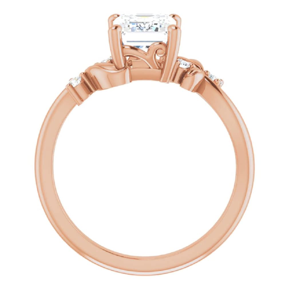 10K Solid Rose Gold Handmade Engagement Ring - 2.0 CT Emerald Cut Moissanite Diamond Solitaire Wedding Band for Women - Perfect for Proposals, Anniversaries & Bridal Jewelry Gifts