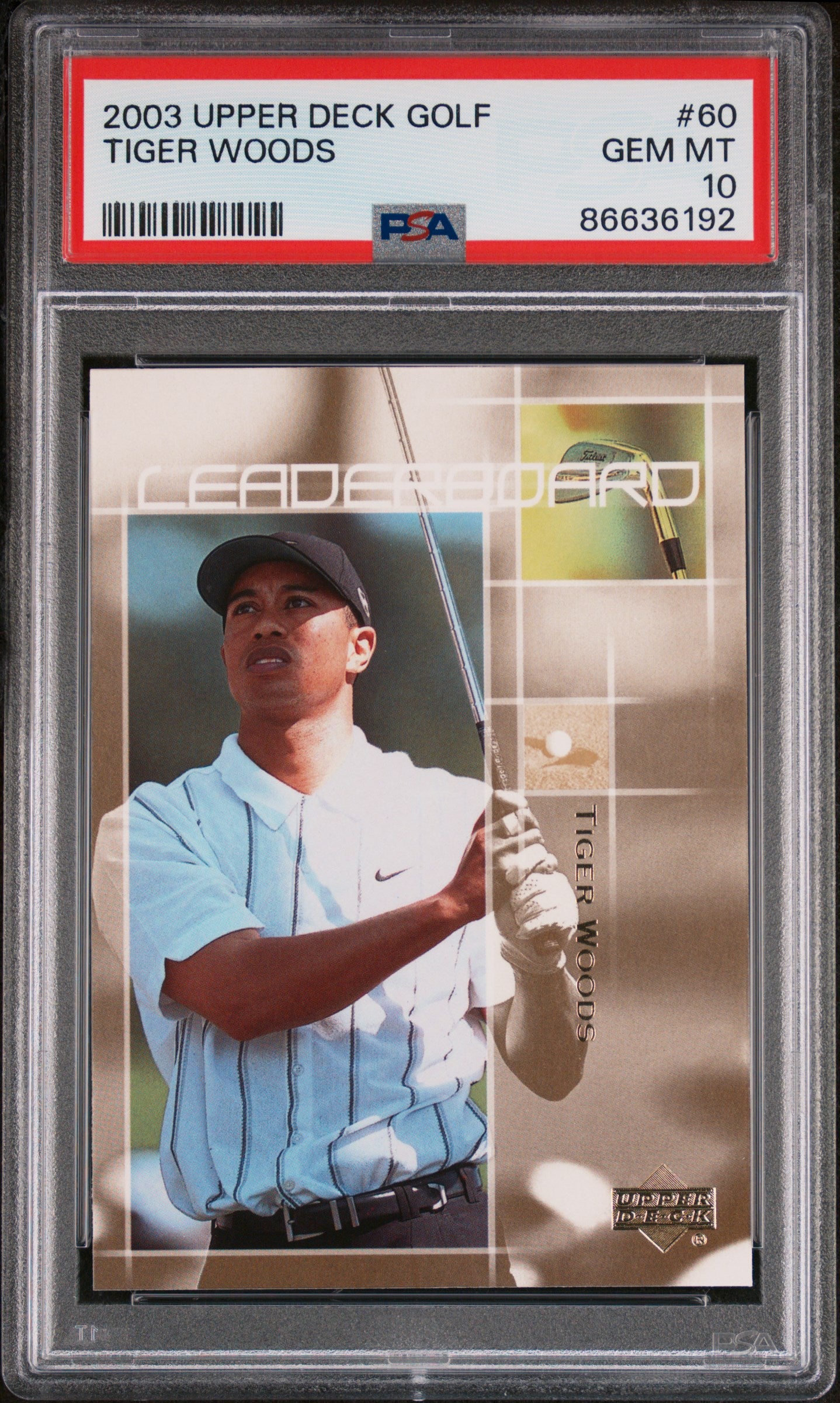 2003 Upper Deck Golf Tiger Woods #60 PSA 10 Gem Mint - Rare Collectible Trading Card for Sports Memorabilia & Golf Fans - Perfect for Display, Investment, and Card Collections