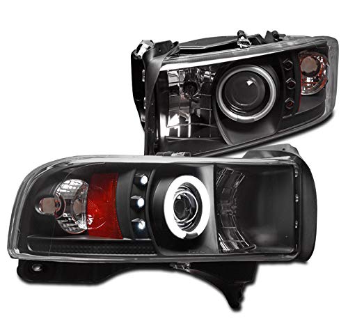 ZMAUTOPARTS 1500/2500/3500 Dodge Ram LED CCFL Halo Black Projector Headlights - High Performance Replacement Headlight Kit for Off-Road & Night Driving