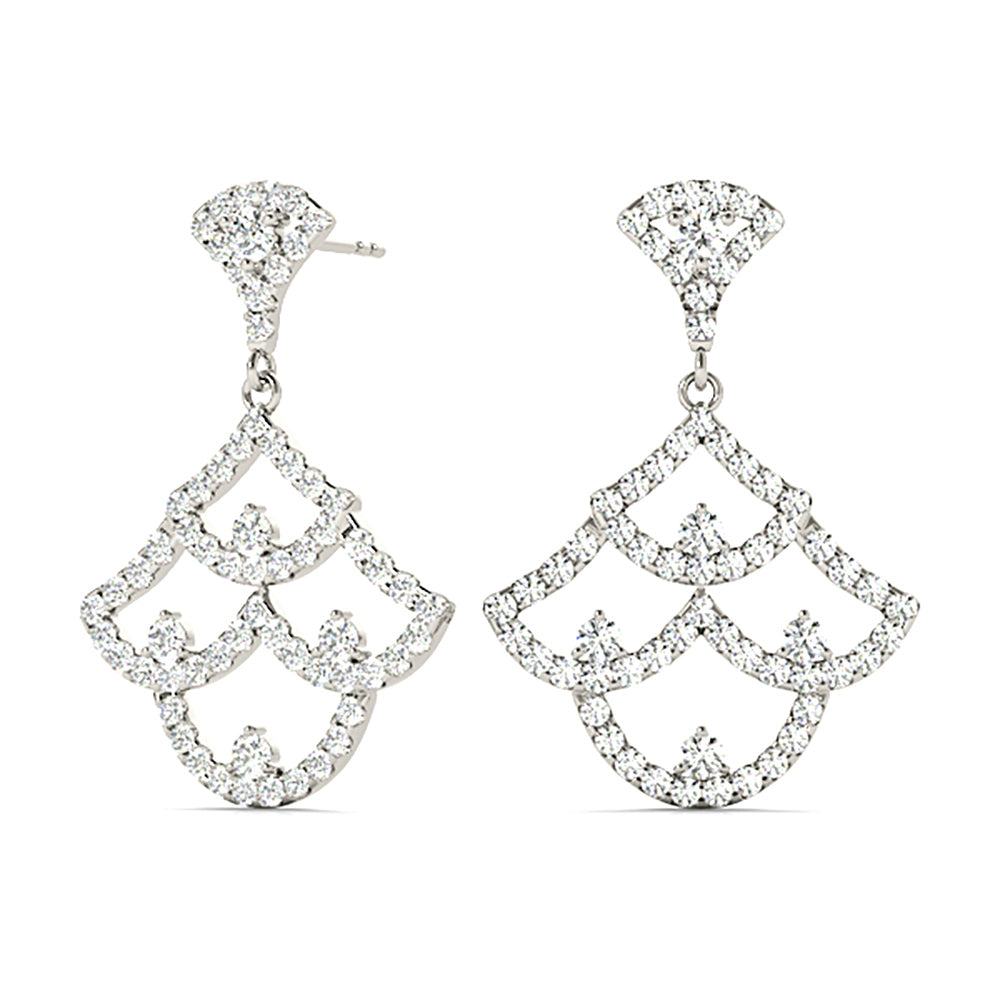 1.00 Carat Diamond Drop Earrings - Modern Cocktail Style Dangle Earrings for Women - Perfect for Weddings, Parties & Special Occasions