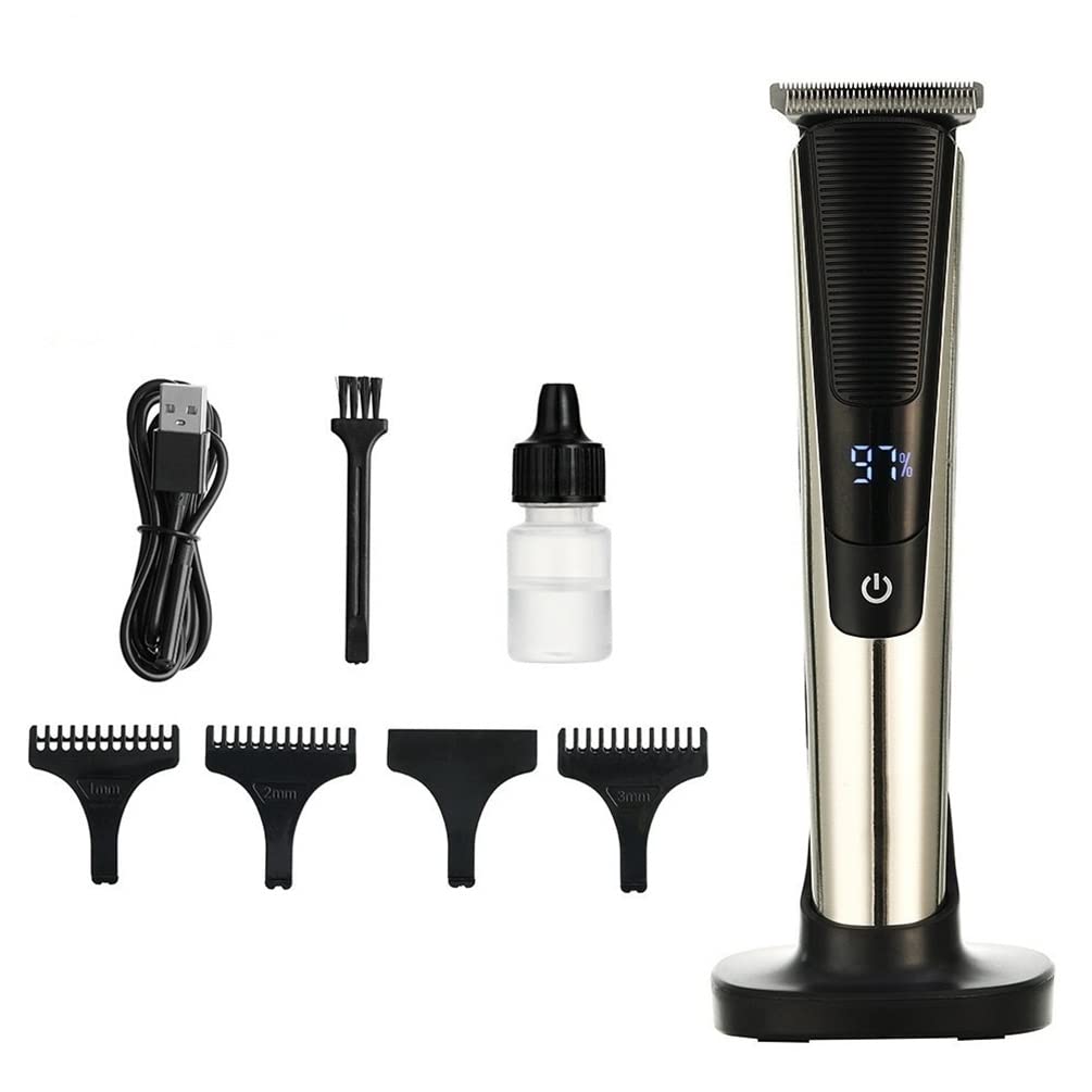 Professional Men's Electric Hair Clippers - USB Rechargeable Hair Trimmer with LED Display, Stainless Steel Washable Blades, Portable Hair Cutting Kit for Home & Travel Use | Perfect for DIY Haircuts, Beard Trimming and Grooming