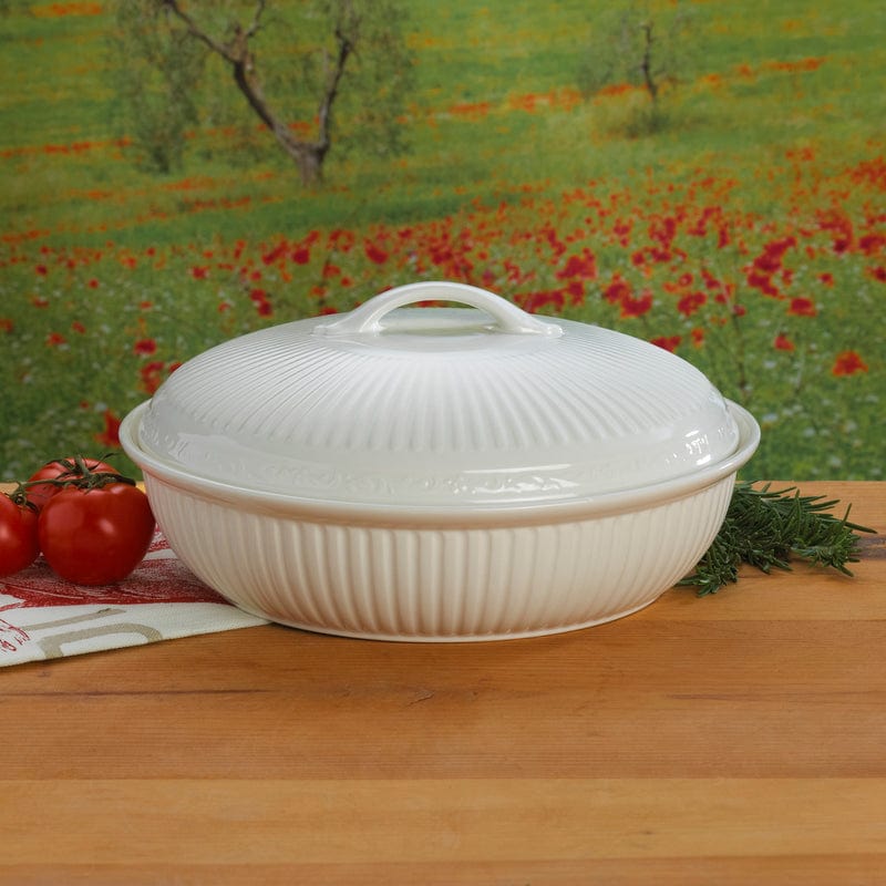 Italian Countryside® Round Covered Casserole - 5.5 QT Enameled Cast Iron Dutch Oven for Baking, Braising & Slow Cooking - Perfect for Soups, Stews & Casseroles