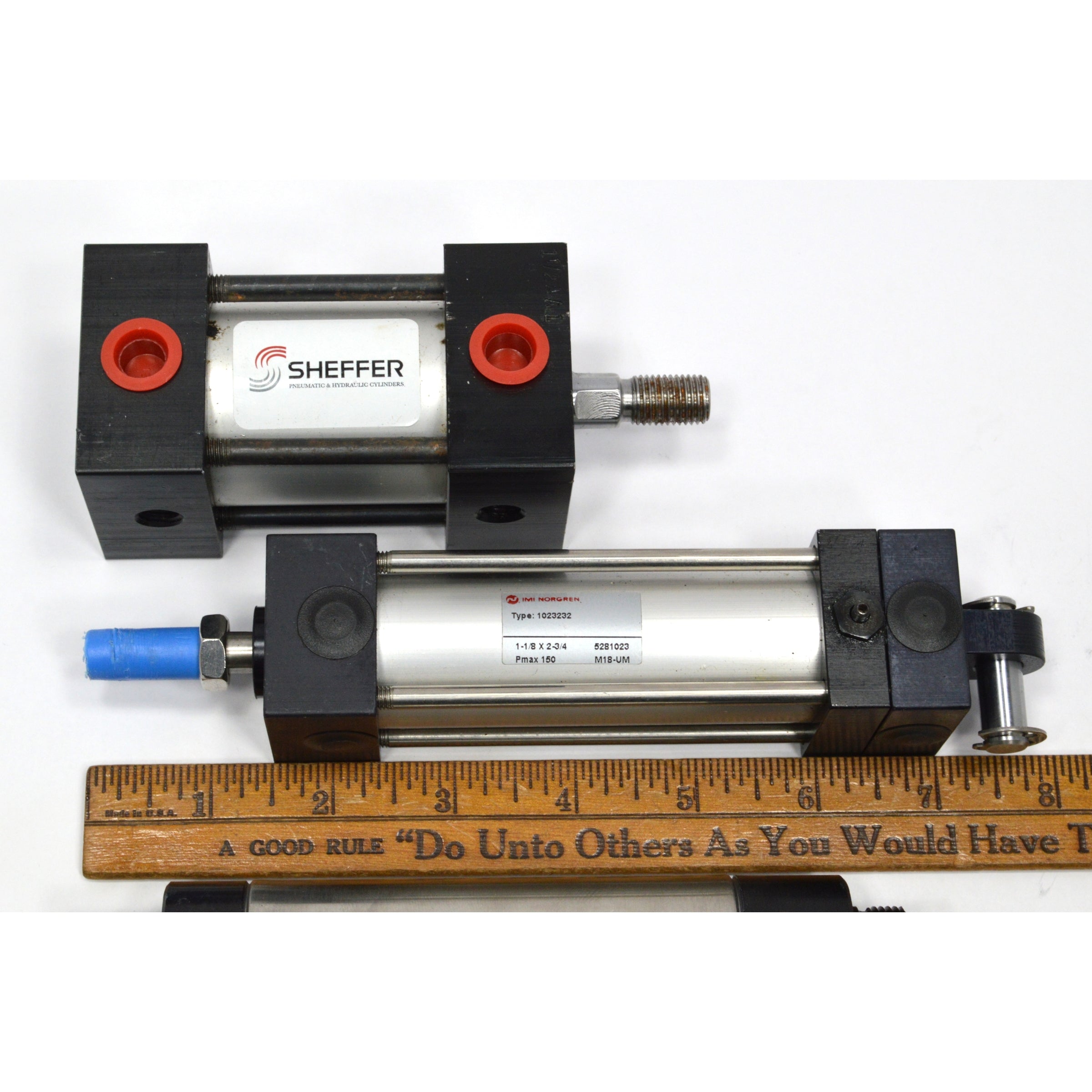 New Pneumatic Cylinder Set of 5 Air Cylinders with 2 Valves - Norgren SMC Numatics Compatible for Industrial Automation & Machinery Applications