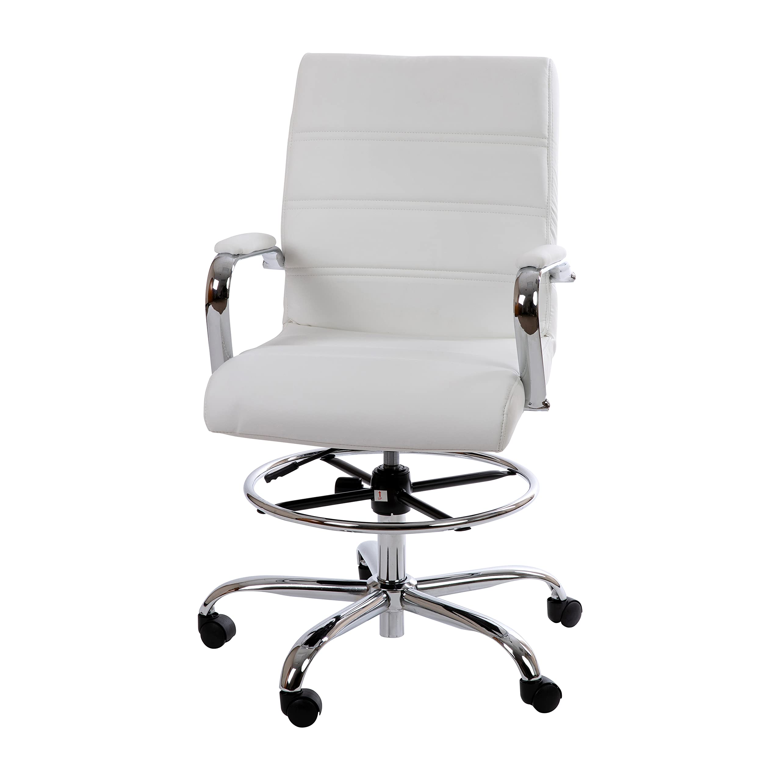 Whitney Mid-Back Swivel LeatherSoft Office Chair with Foot Ring - Adjustable Drafting Chair for Home & Office