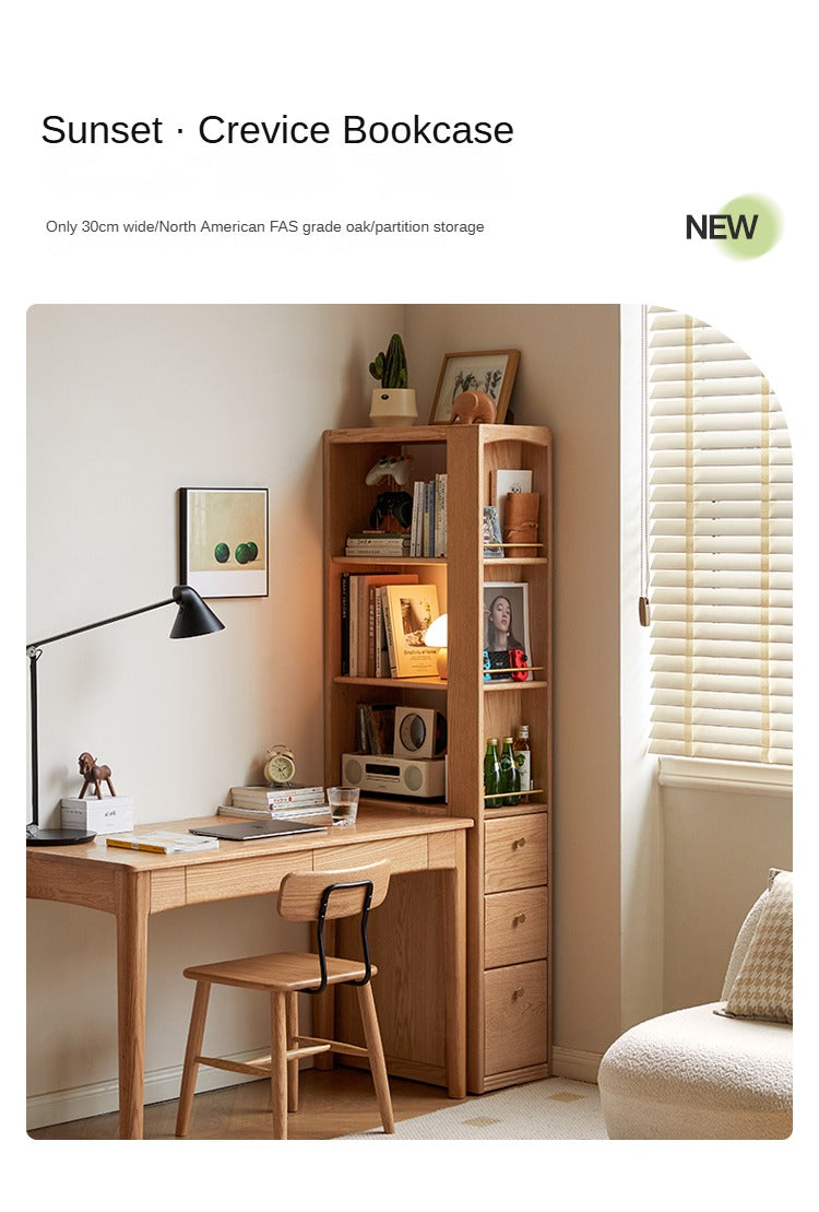 Modern Oak Solid Wood Bookcase for Study - Stylish & Durable Home Office Bookshelf - Perfect for Organizing Books, Decor & Office Supplies