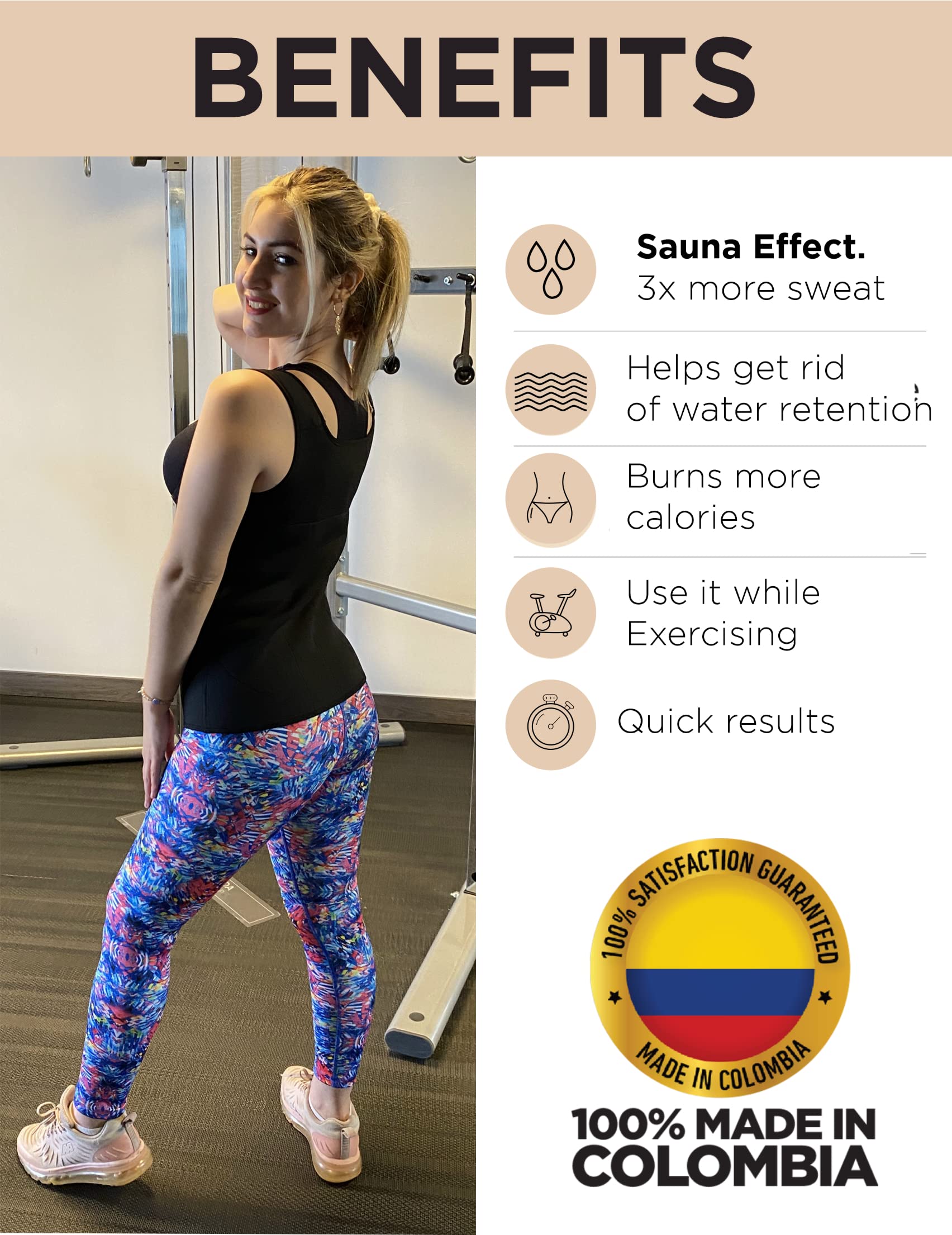 Aranza Women's Waist Trainer Corset Vest - Neoprene Sauna Suit Tank Top for Weight Loss & Body Shaping | Colombian Shapewear for Tummy Control | Perfect for Gym, Workout & Postpartum Recovery