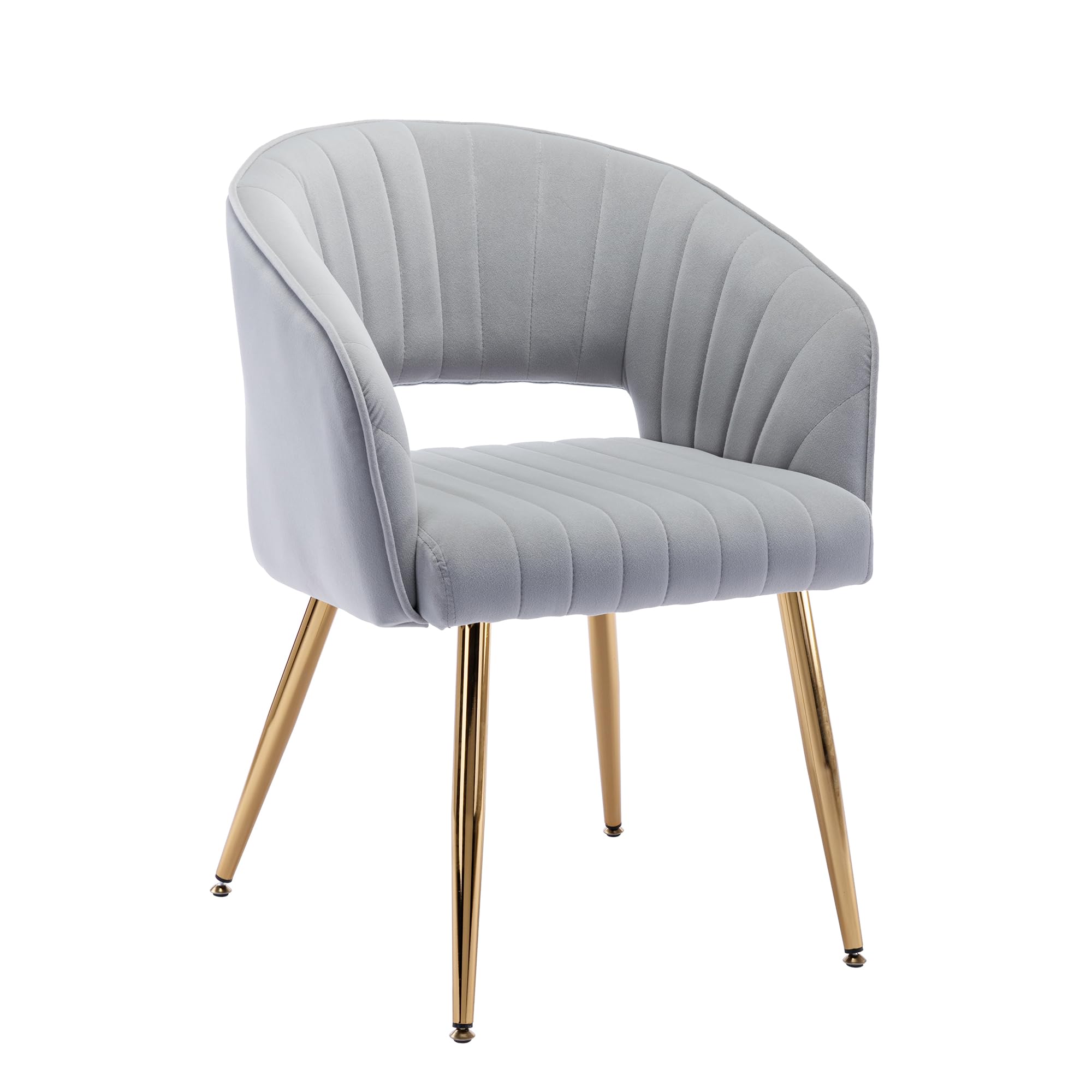 Velvet Desk Chair with Gold Legs - Modern Tufted Home Office Chair for Women, Ergonomic Computer Task Stool, Accent Armchair for Study & Living Room (Light Gray) - Perfect for Home Office, Study Nook & Cozy Reading Corner