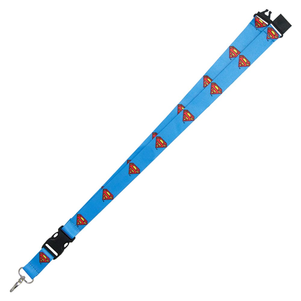 DC Comics Superman Logo Car Accessories - Auto Truck SUV Key Chain Holder & ID Badge Clip with Lanyard - Perfect for Office Security, Vehicle Keys, and Event Passes