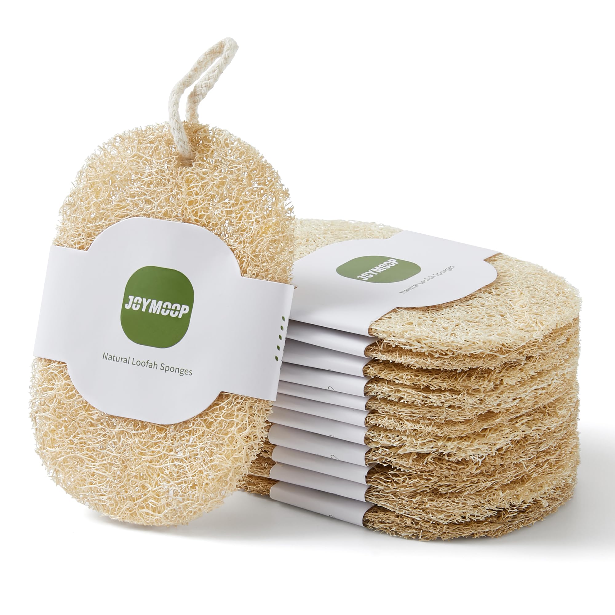 JOYMOOP Natural Loofah Dish Sponges - 12 Pack | Eco-Friendly Kitchen Scrubber for Washing Dishes, Pots & Pans | Perfect for Daily Cleaning & Gentle Scrubbing