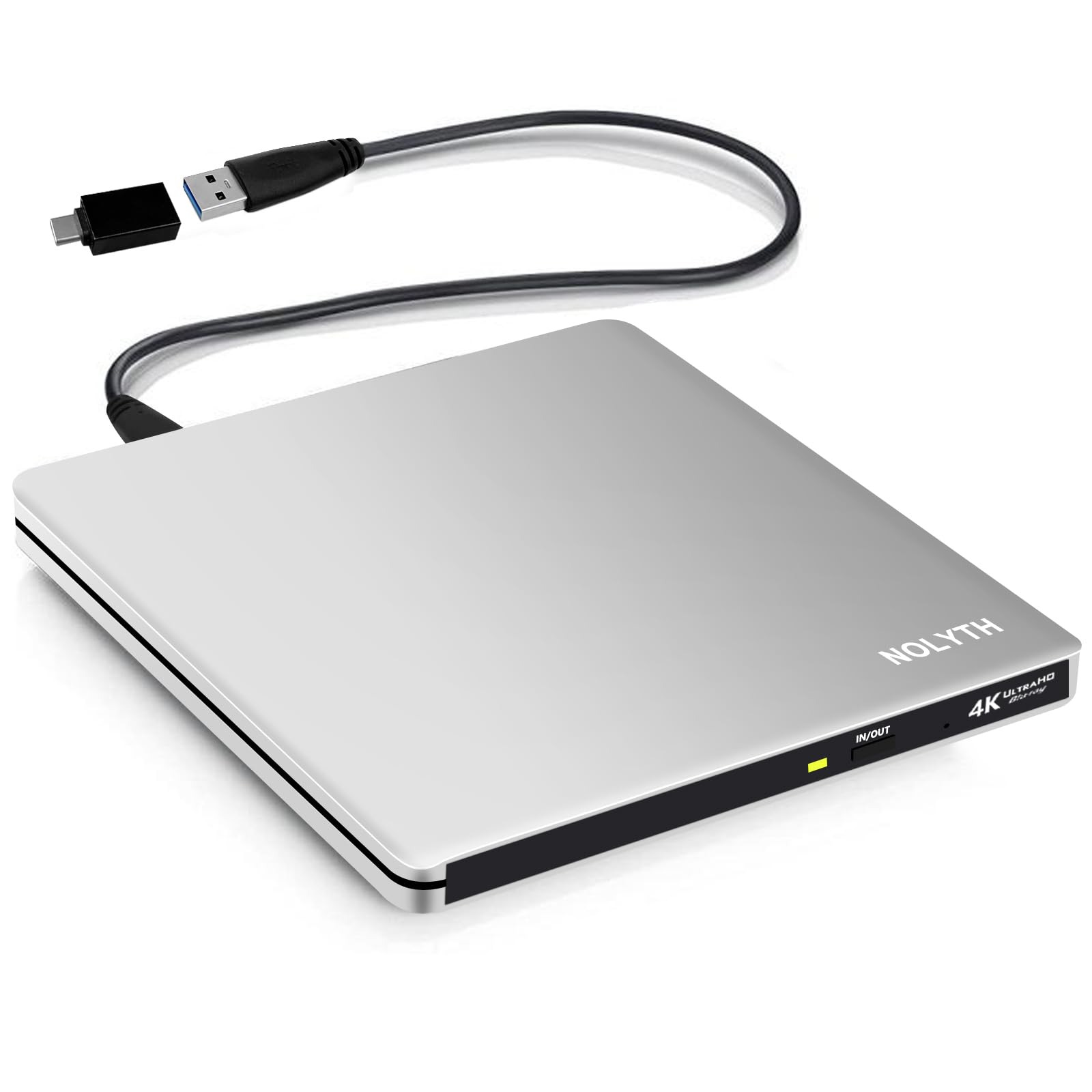 External USB 3.1 UHD 4K Blu-ray Burner Drive - Slim Portable BD/DVD/CD Writer with M-DISC & BDXL Support (Up to 100GB) - Compatible with Laptops, PCs & Mac - Perfect for Home Theater, Media Backup & Entertainment