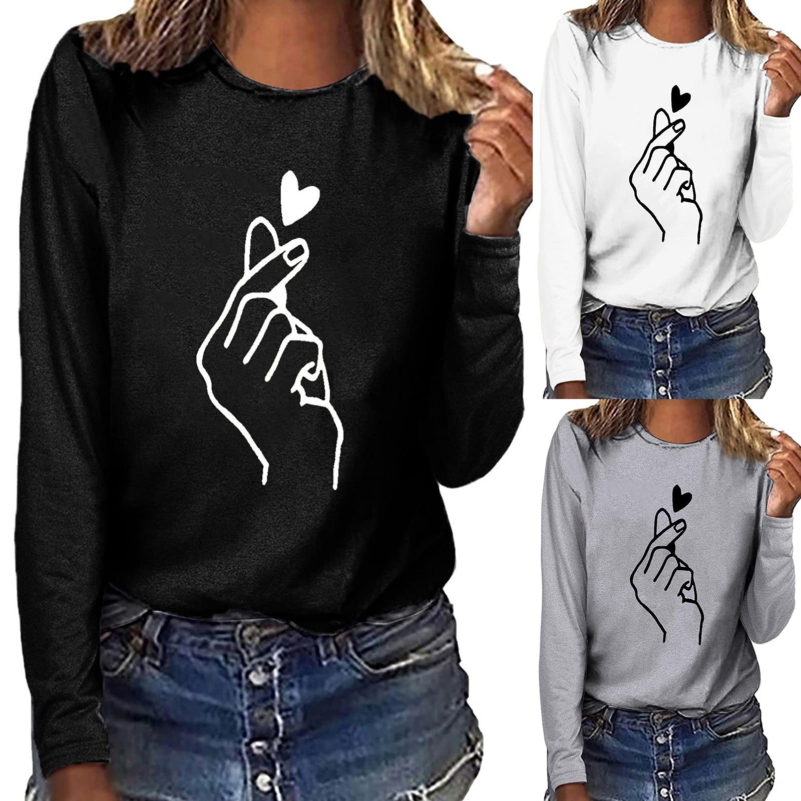 Women's Floral Print Long Sleeve Pullover Sweatshirt - Round Neck Graphic Tunic Top for Casual Wear, Lounge & Fall Outfits