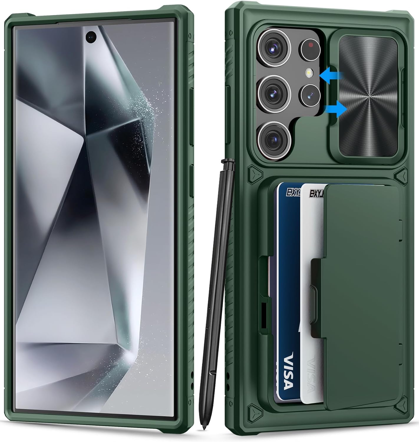 Samsung Galaxy S24 Ultra Phone Case with Card Holder - Shockproof Wallet Cover for Daily Use, Travel & Business (Black)