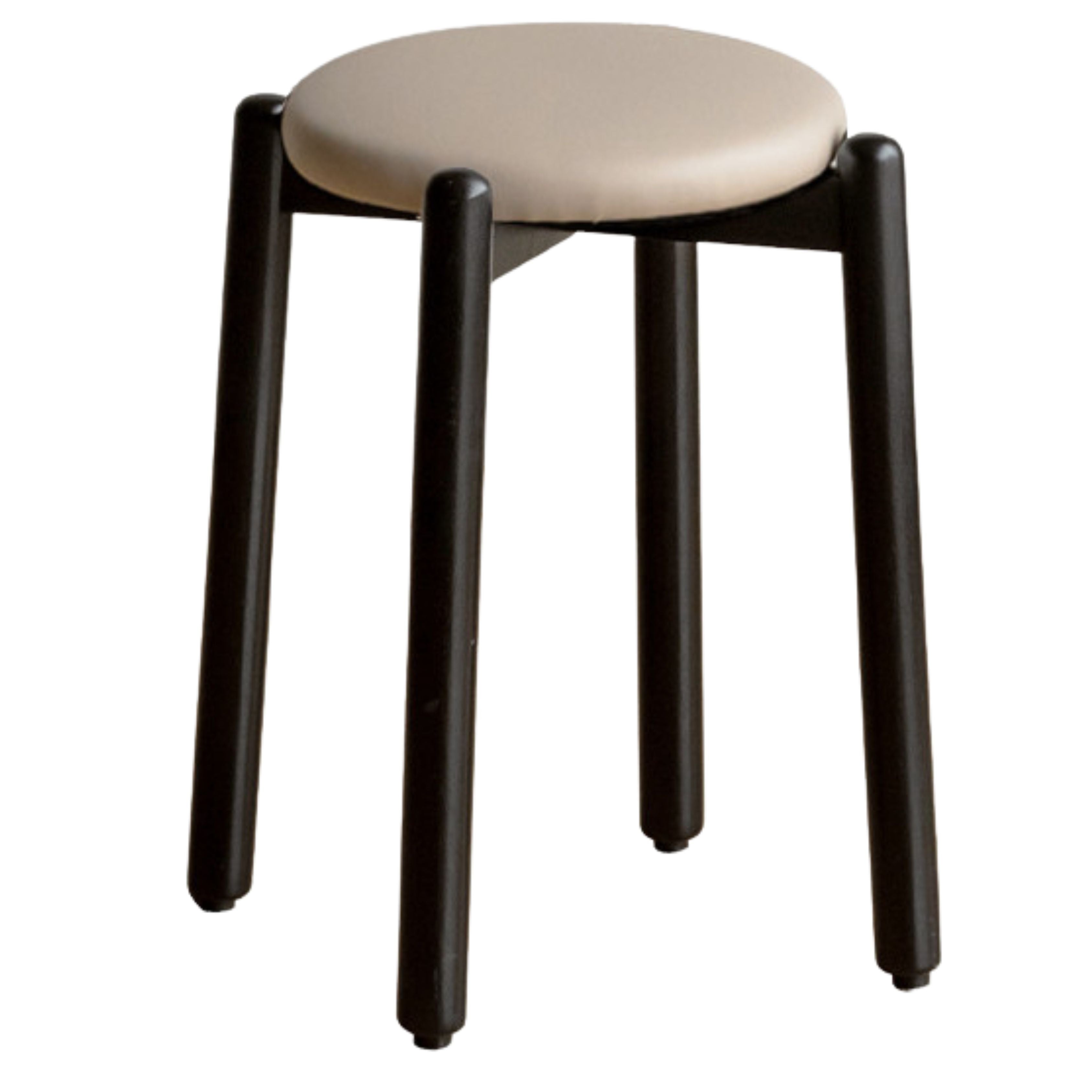 15.4x15.4x18.1 inch / 39.6x39.6x46сm / Smoked color/ Rubber soft stool organic leather milk tea color *2