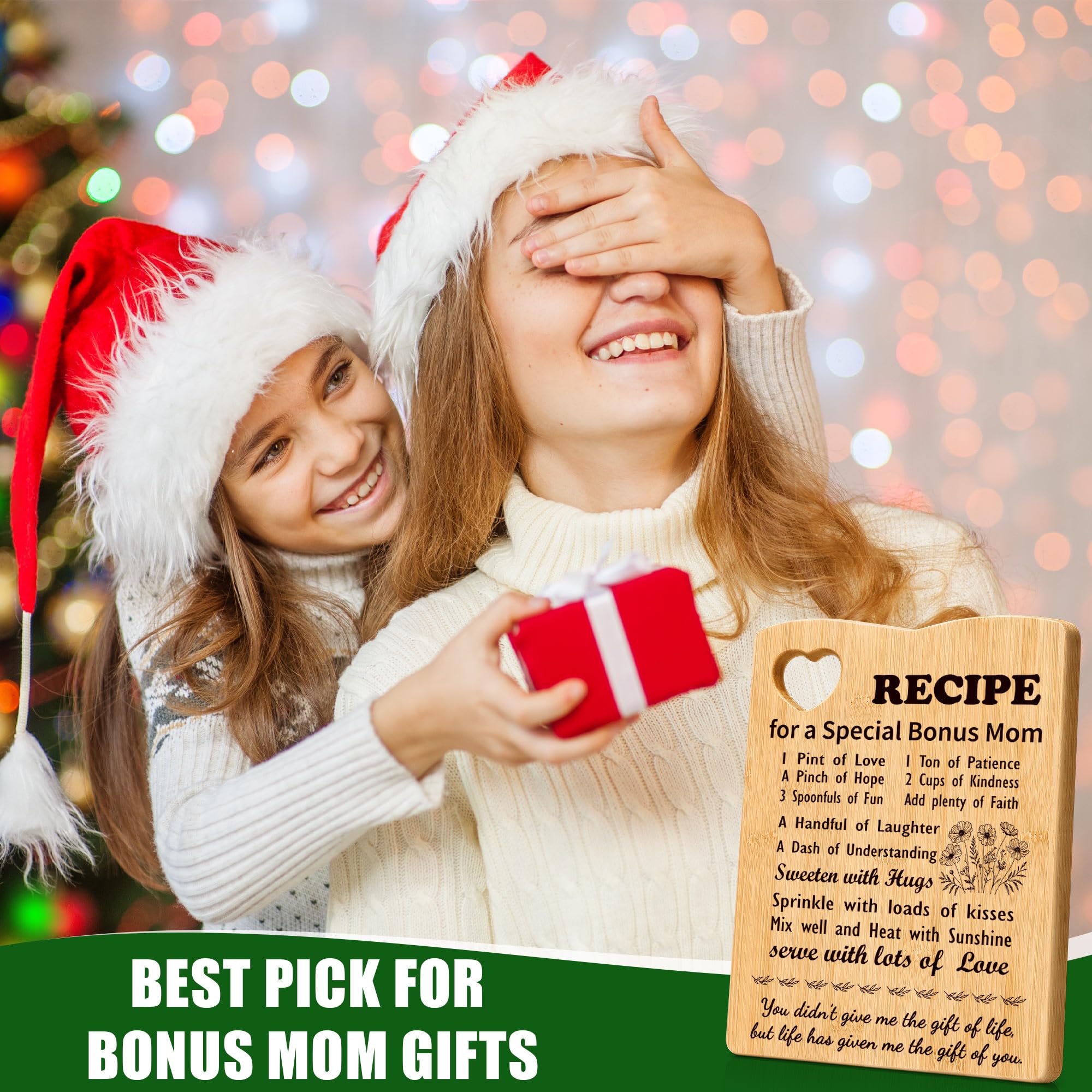 Funny Bonus Mom Cutting Board Gift - Unique Mother's Day Present from Daughter or Son - Engraved Kitchen Decor for Bonus Moms - Perfect for Holidays, Housewarming & Special Occasions