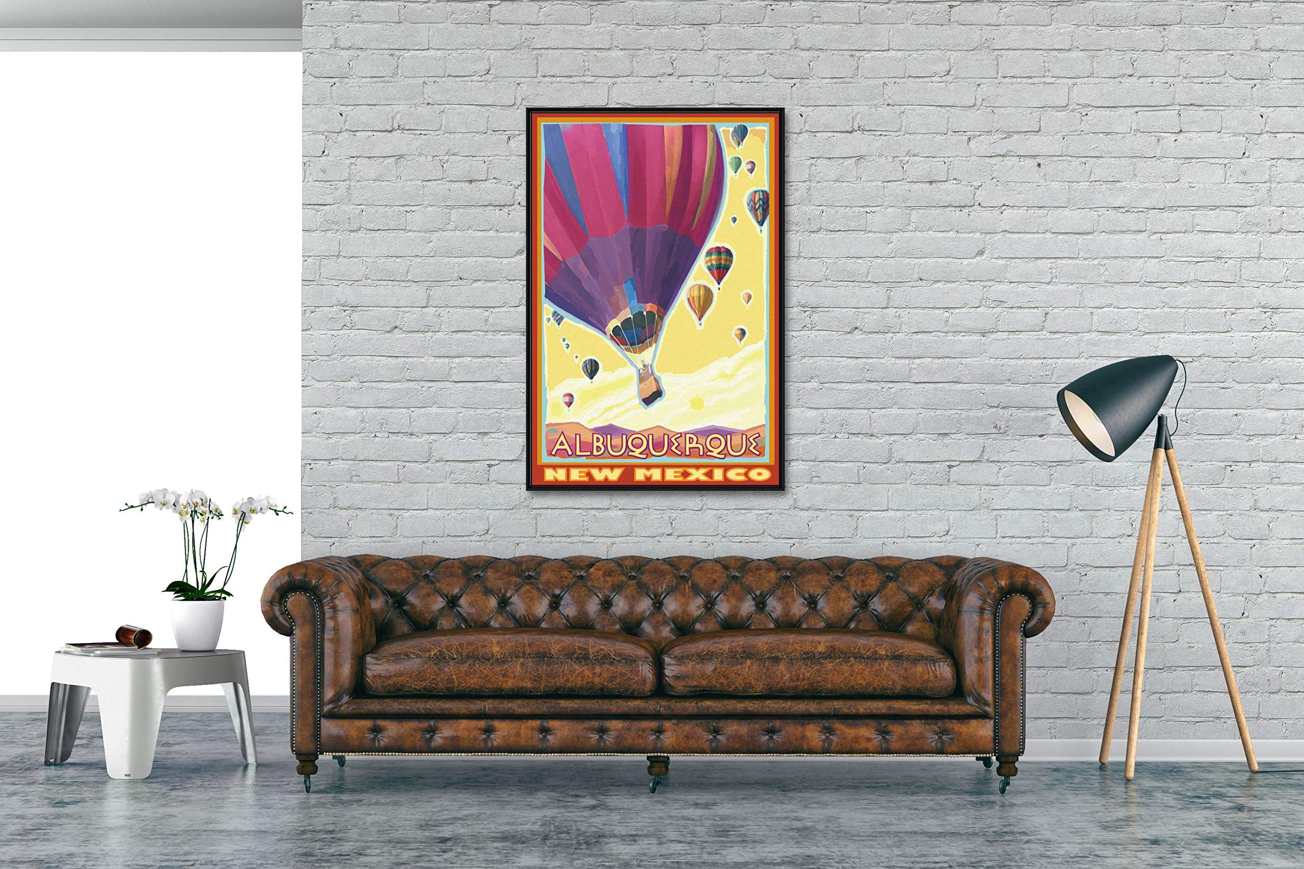 Albuquerque New Mexico Hot Air Balloons Framed Giclee Canvas Wall Art - 30