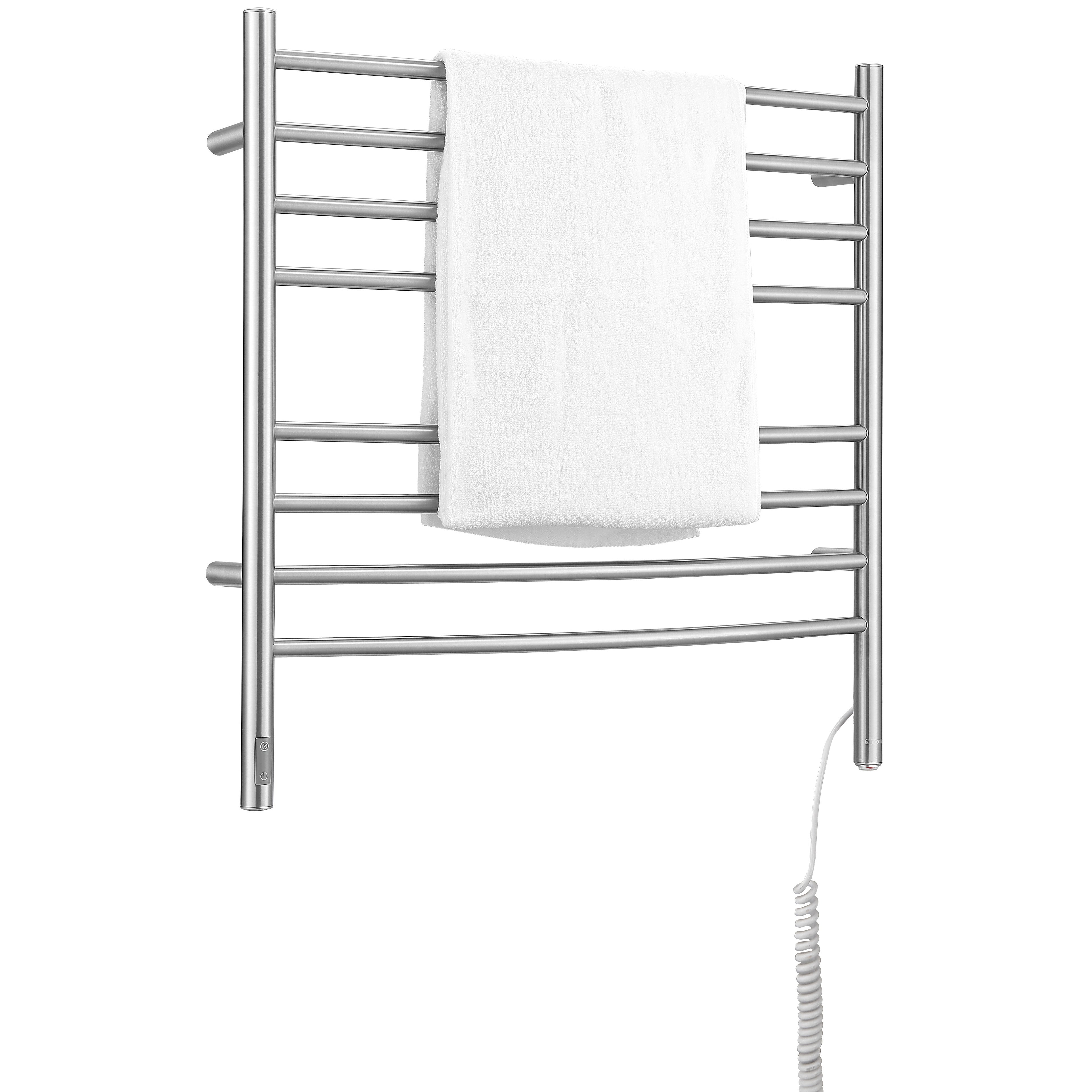 Arezzo OBT 8 Bar Hardwired & Plug-In Stainless Steel Towel Warmer - Bathroom Luxury Heated Towel Rack for Spa, Hotel & Home Use