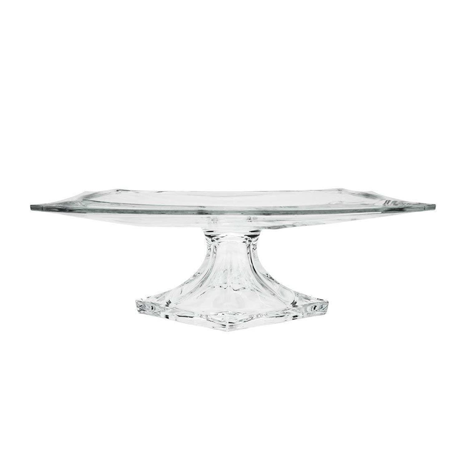 Handcrafted Modern Crystal Decorative Plate - 12 Inch Footed Serving Tray for Dining, Centerpiece & Home Decor | Quadron Collection by World Gifts