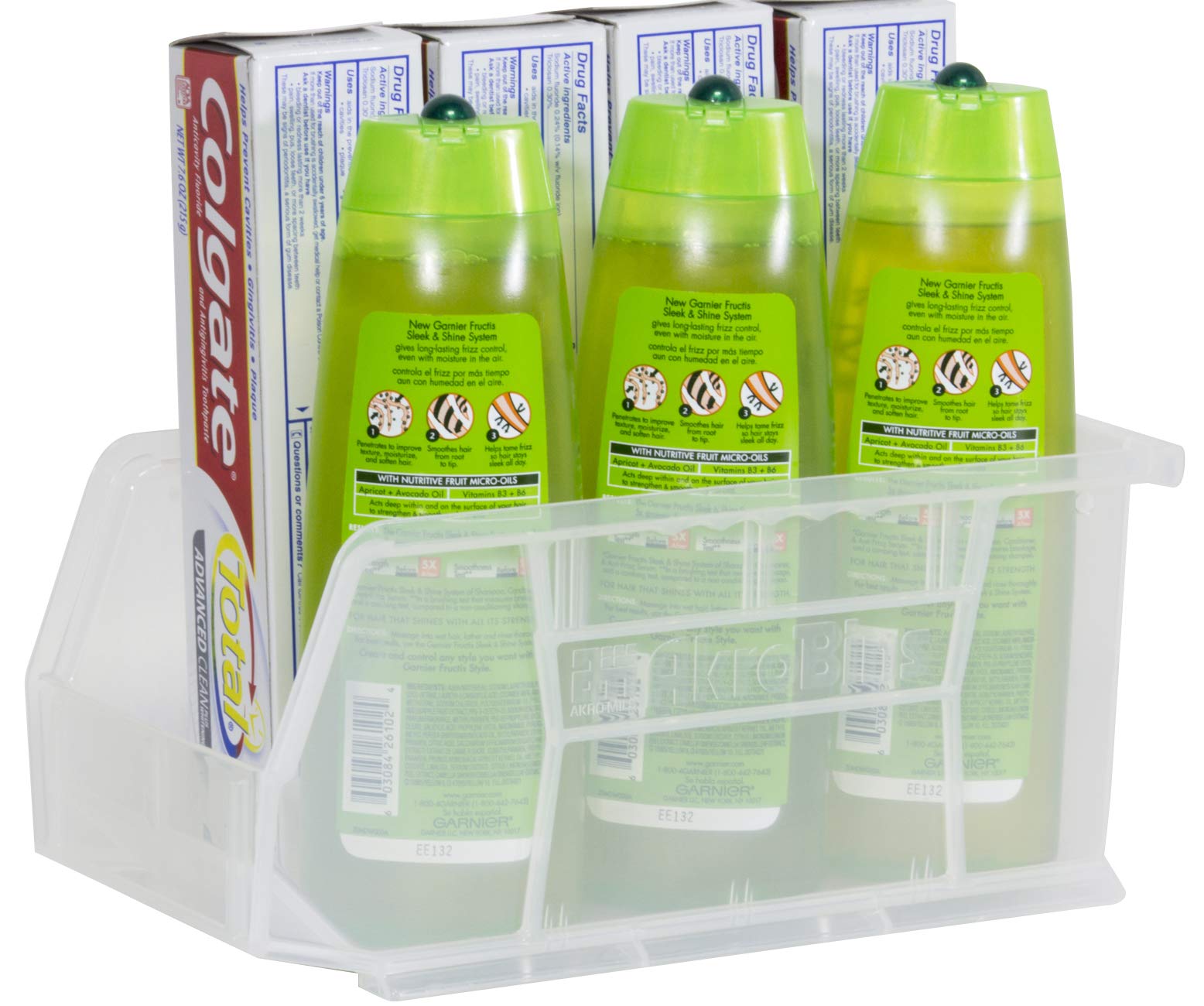 Akro-Mils 30230 AkroBins 12-Pack Plastic Storage Bins with 41230 6-Pack Dividers - Durable Stackable Organizer for Garage, Workshop & Office Supplies