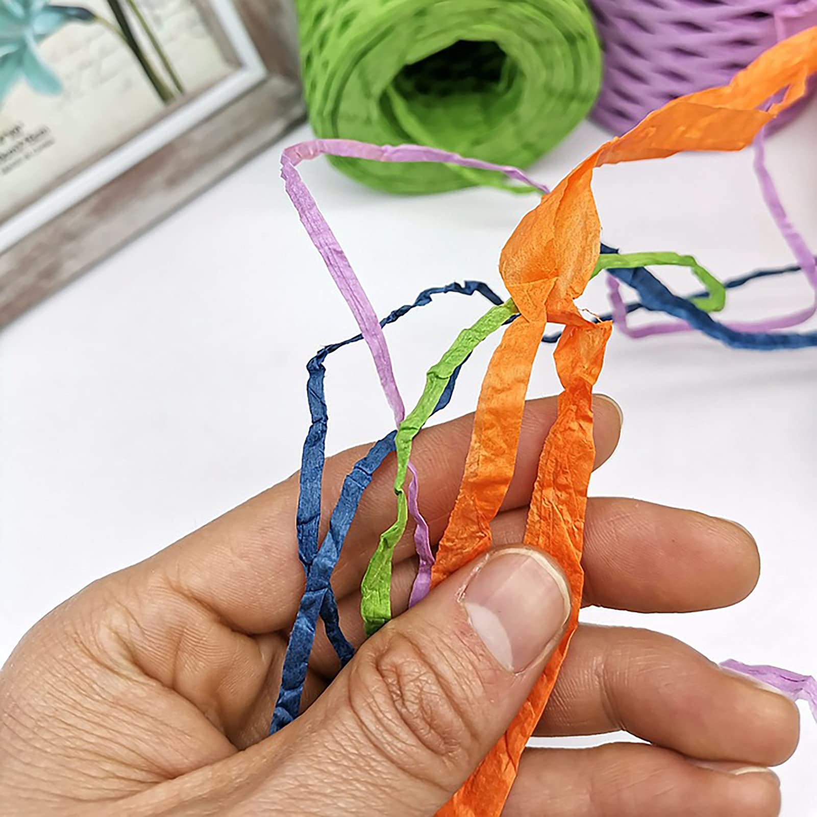 Natural Raffia Yarn Roll - Decorative Gift Wrapping Ribbon, Straw Packaging Paper Twine for DIY Crafts, Gift Boxes & Party Decor (Khaki) - Perfect for Rustic Weddings, Handmade Cards & Eco-Friendly Packaging